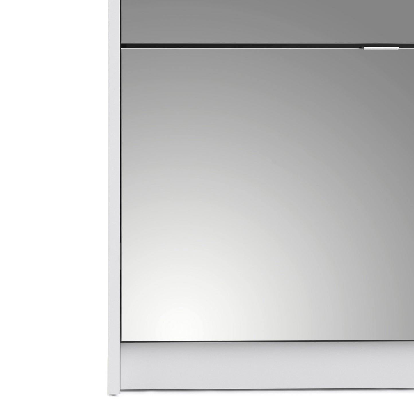 Shoes Shoe Cabinet 4 Flip Down Mirror Doors and 2 layers in White