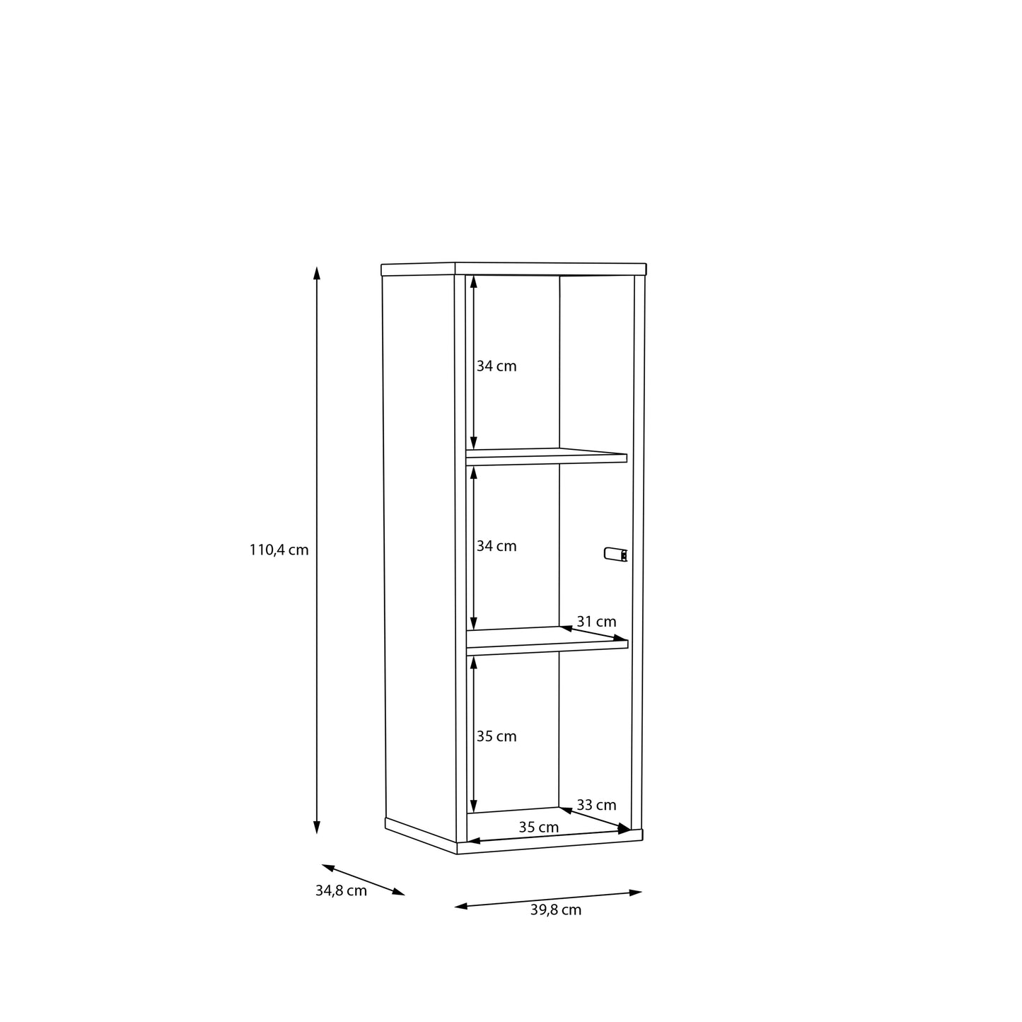 Alice Springs Narrow Cupboard with 1 Door Push-to-Open in Sand