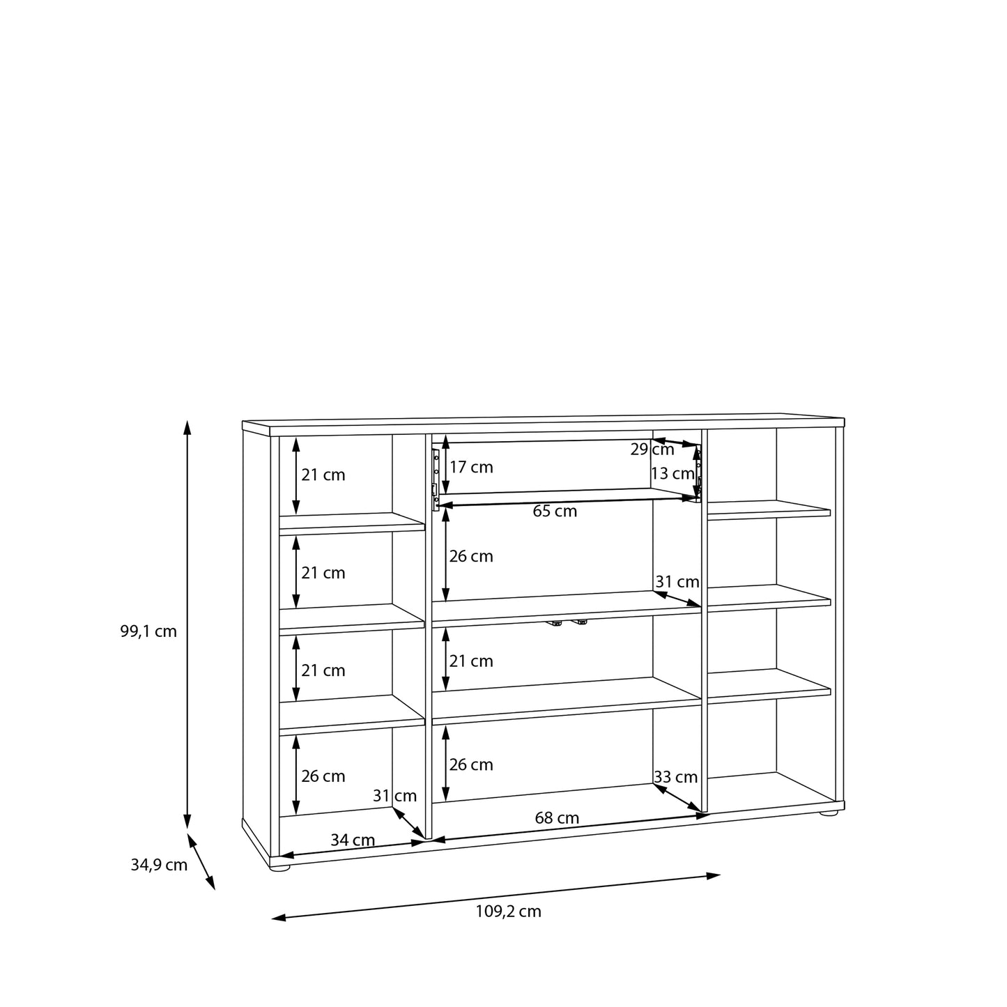 Alice Springs Sideboard with 4 Doors Push-to-Open & 1 Centralised Drawer Push-to-Open in Sand