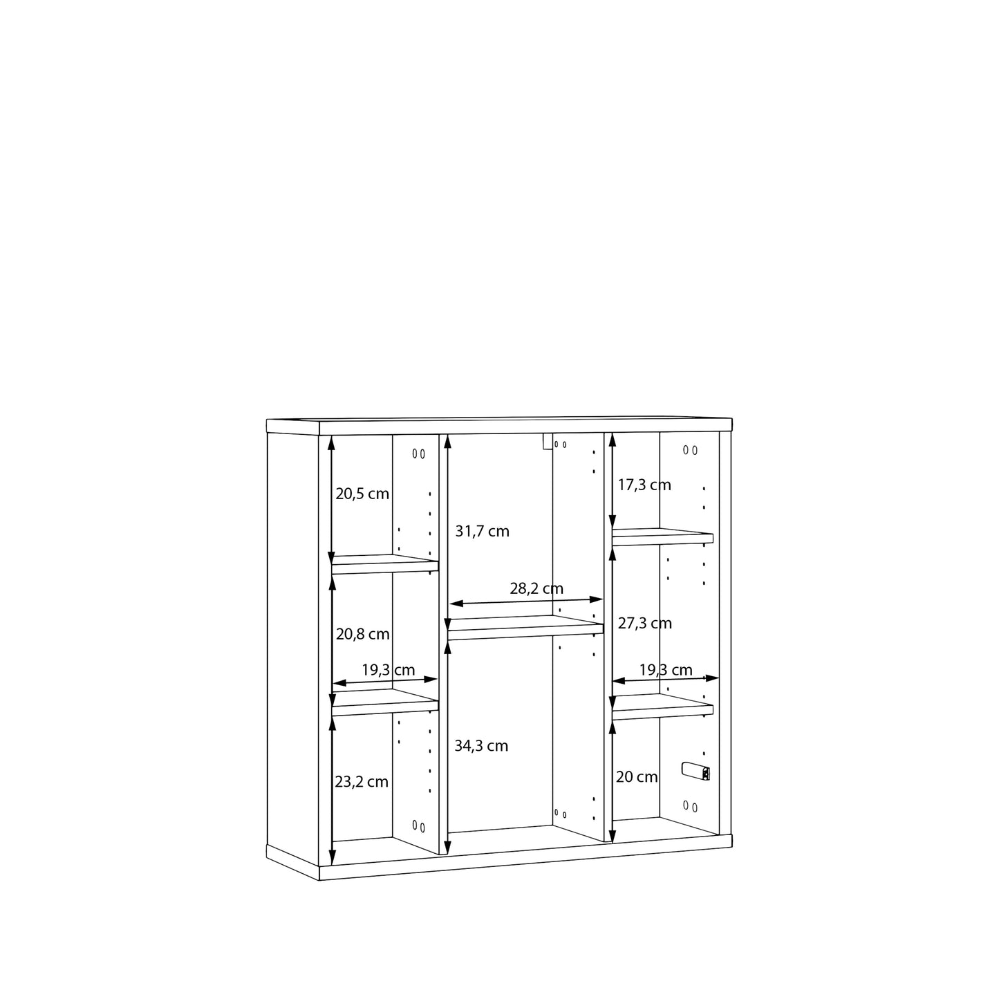 Alice Springs Hanging Mirror Cupboard with 3 Doors Push-to-Open in Taupe