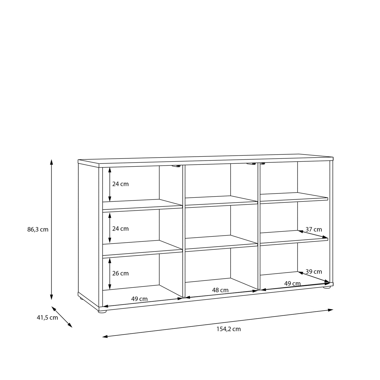 Alice Springs 3 Door Sideboard with Push-to-Open Doors and Drawer in Sand