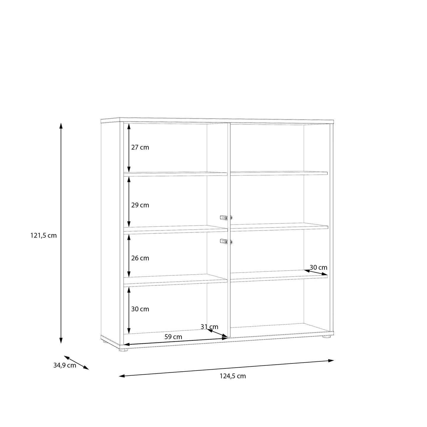 Alice Springs 4 Door Large Storage Cabinet with Push-to-Open Doors in Taupe