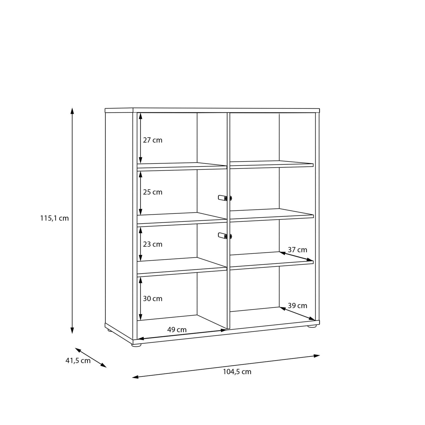 Alice Springs 4 Door Storage Cabinet with Push-to-Open Doors in Sand