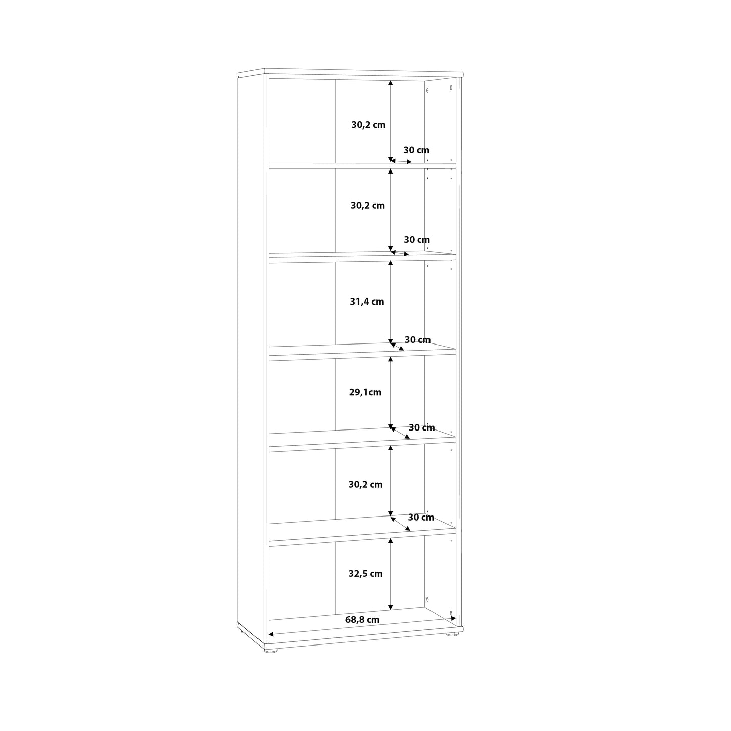 Essential Wide 5 Shelf Bookcase in Vintage Oak