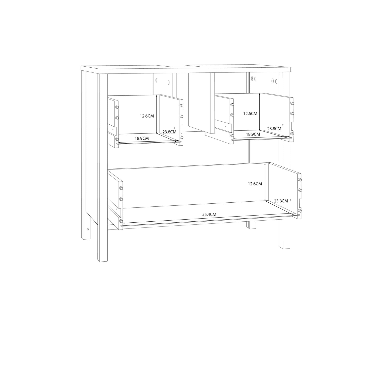 Ipsarion Under Sink Bathroom Storage Unit with 2 Drawers & Silver Handles in White