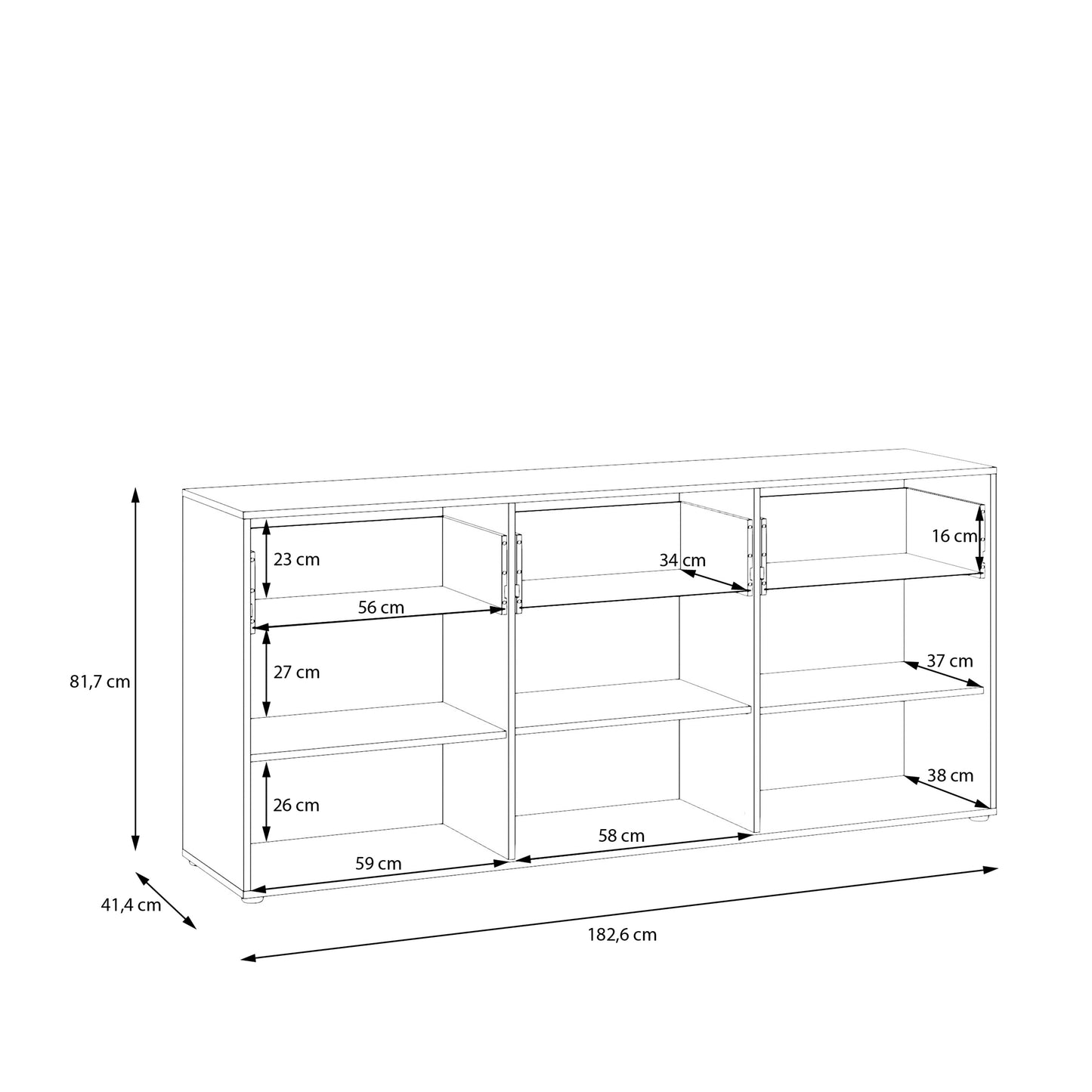 Orkney 3 Drawer Sideboard with 3 Doors in Mauvella Oak