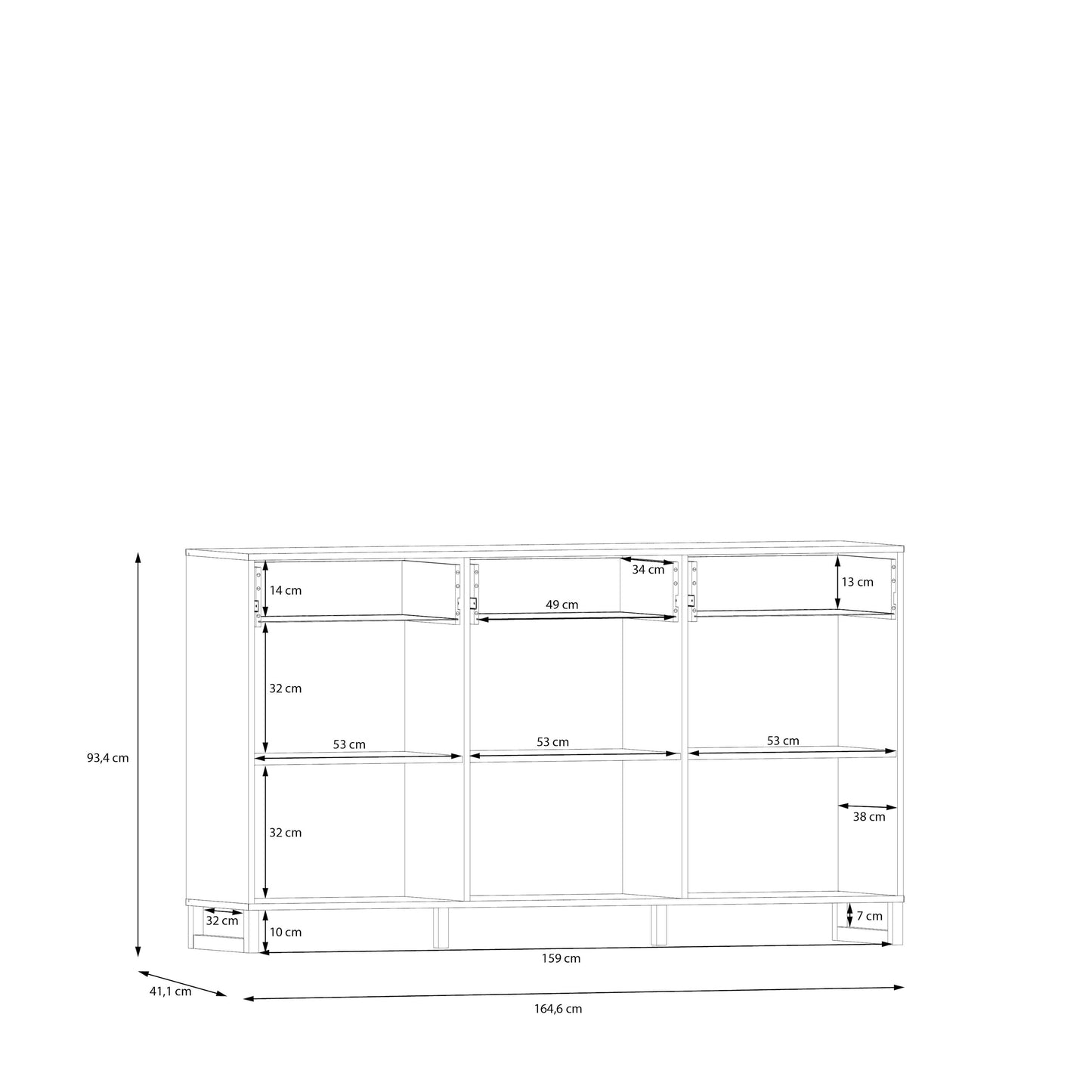 Sali 3 Door 3 Drawer Chest in Sage Green