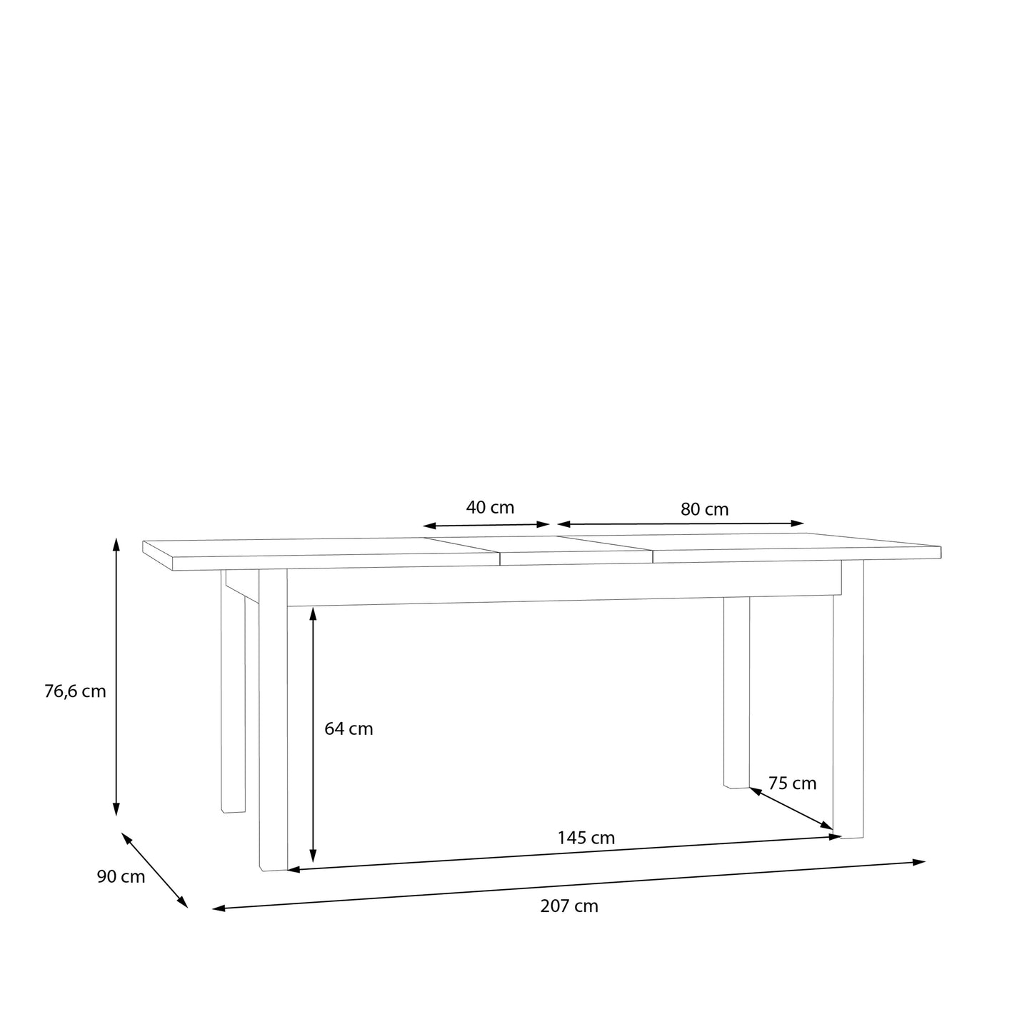 Wensley Dining Table in Light Grey and Oak 160.4x90cm