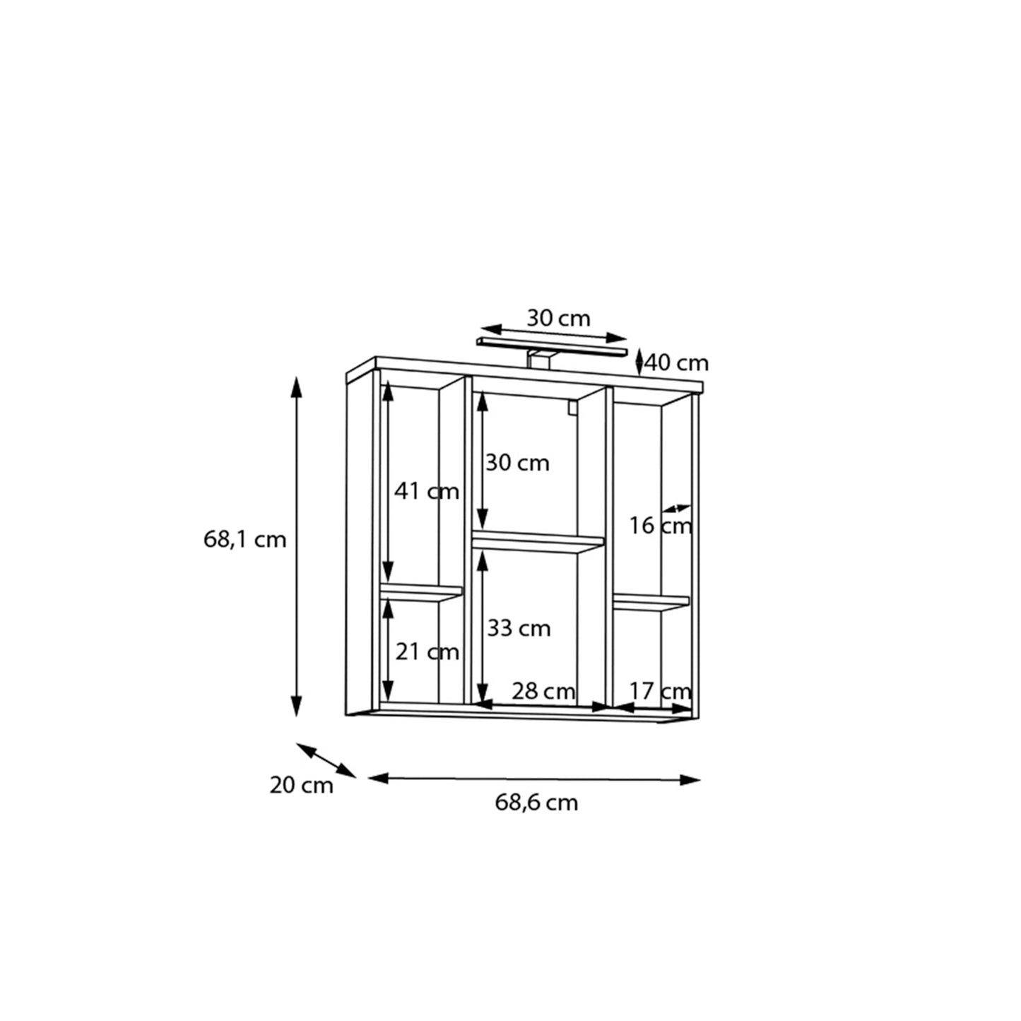 Veris 3 Door Mirrored Bathroom Cabinet with Integrated LED Lighting � Artisan Oak and Sage Green