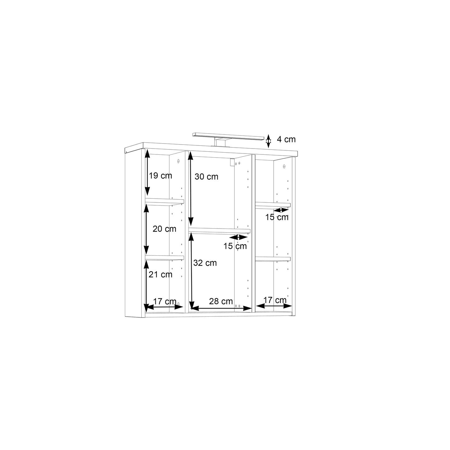 Veris 3 Door Mirrored Bathroom Cabinet with Integrated LED Lighting � Sonoma Oak & White Gloss
