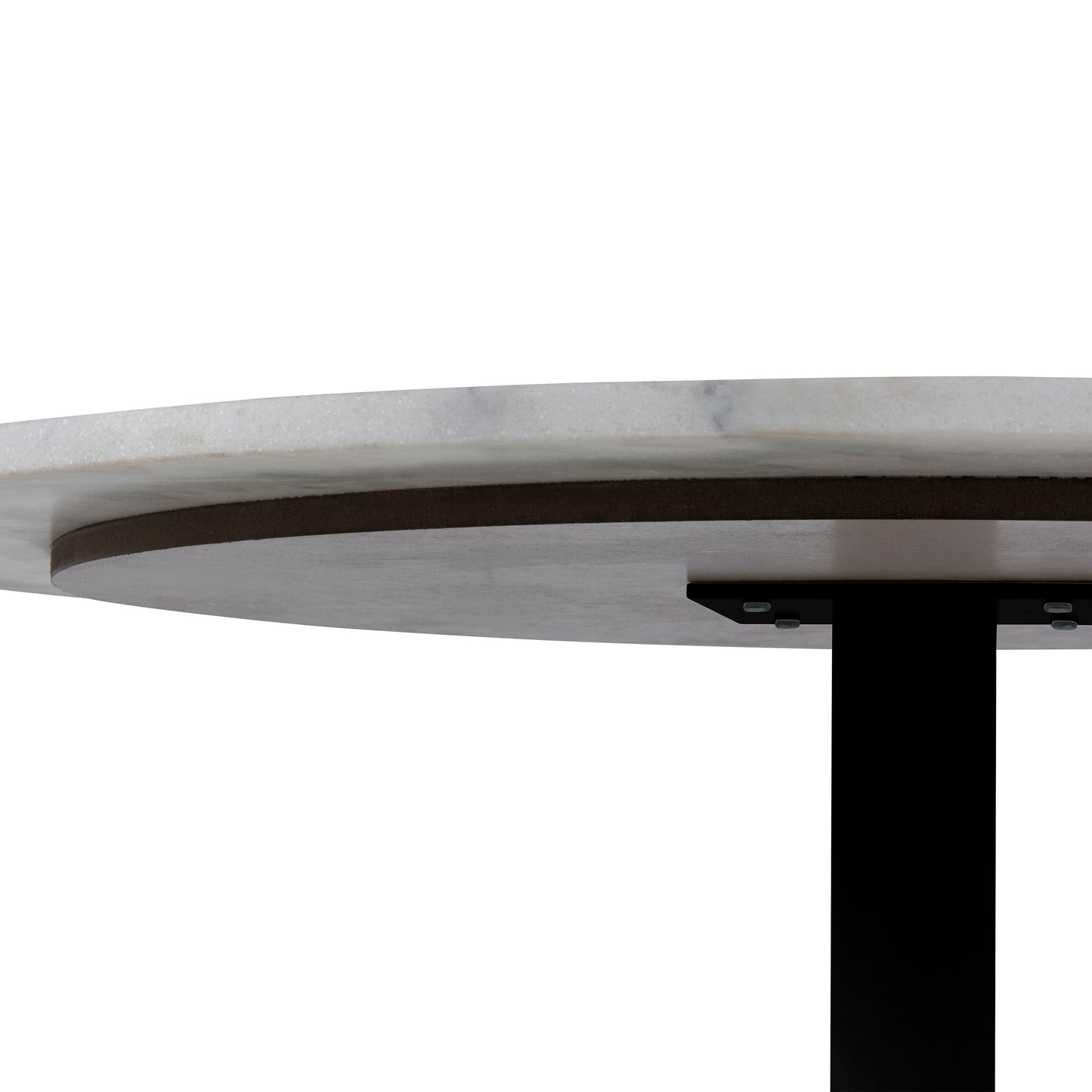 Tarifa Round Dining Table with White Polished Marble Top and Black Base 110cm