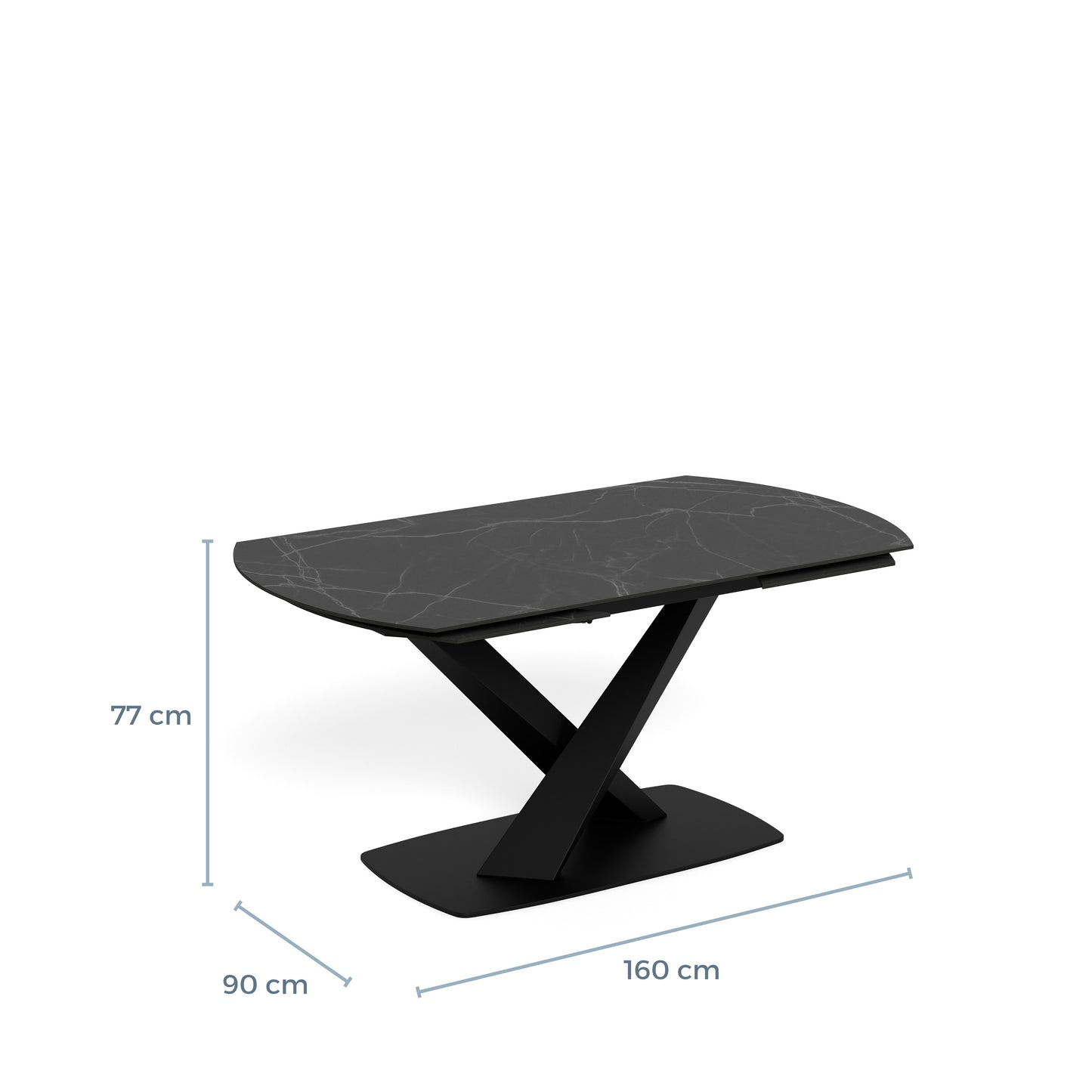 Morella Oval Extending Dining Table in Black Ceramic 160�240cm