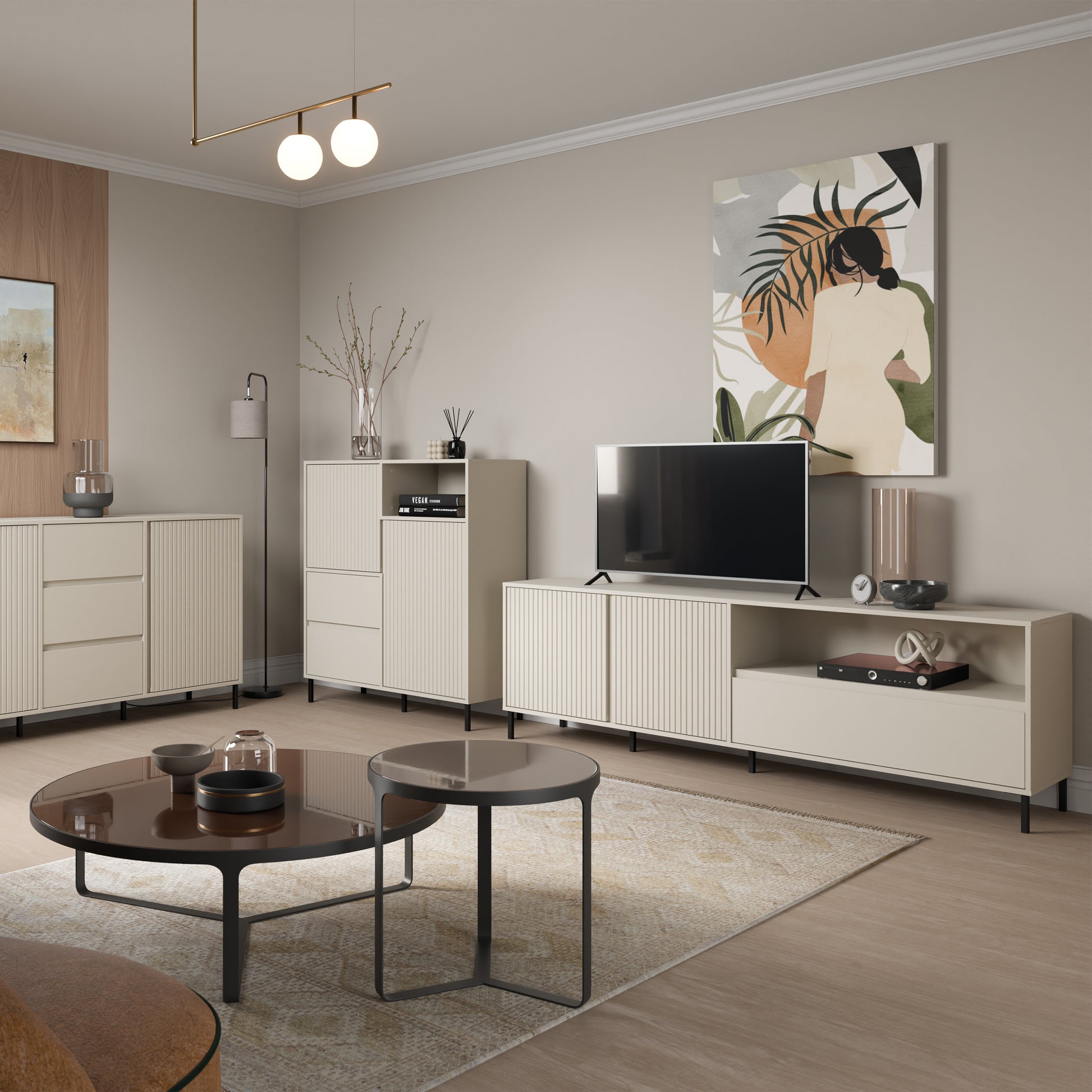 Avenale TV Cabinet 2 Door 1 Drawer in Cashmere
