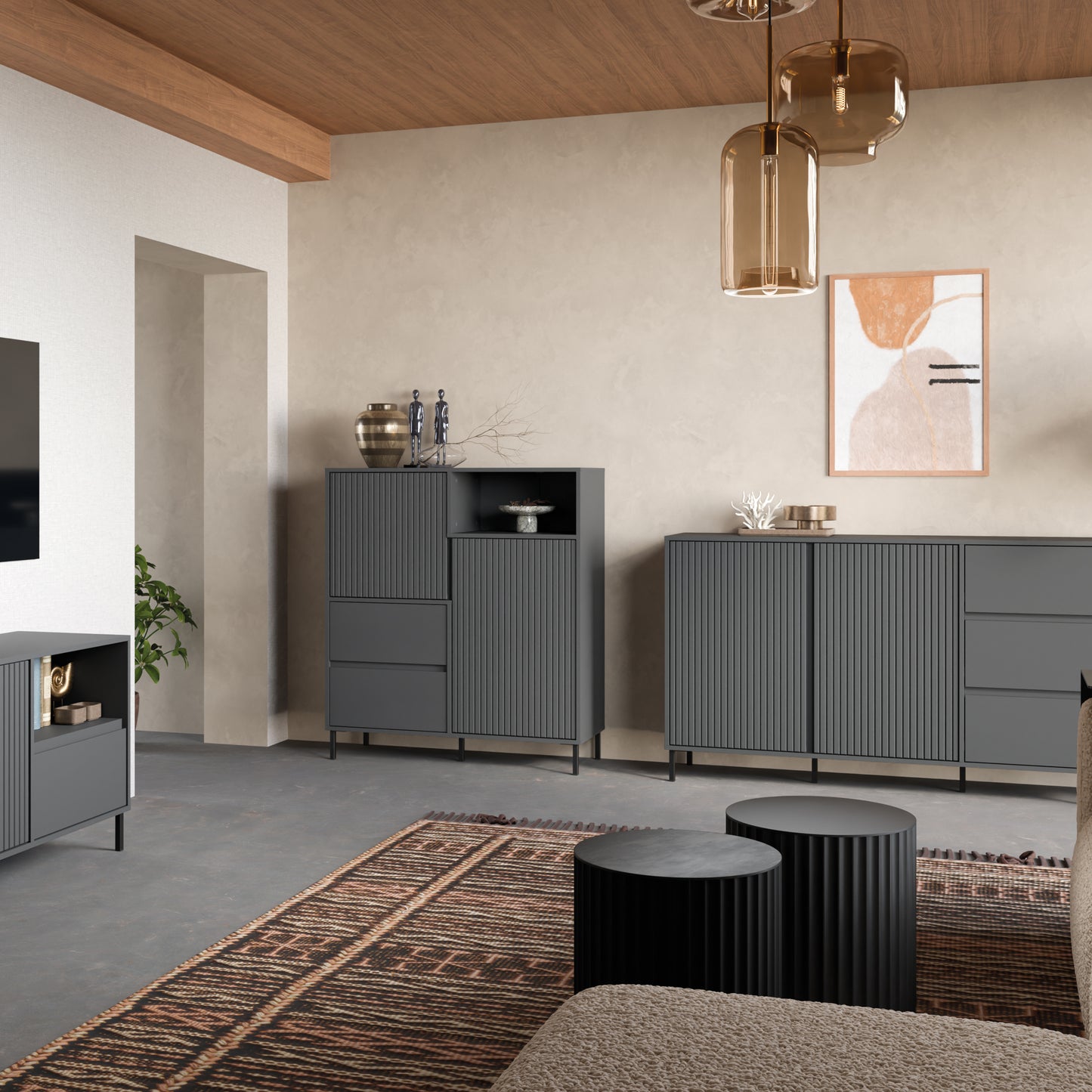 Avenale Sideboard 2 Door 2 Drawer in Anthracite