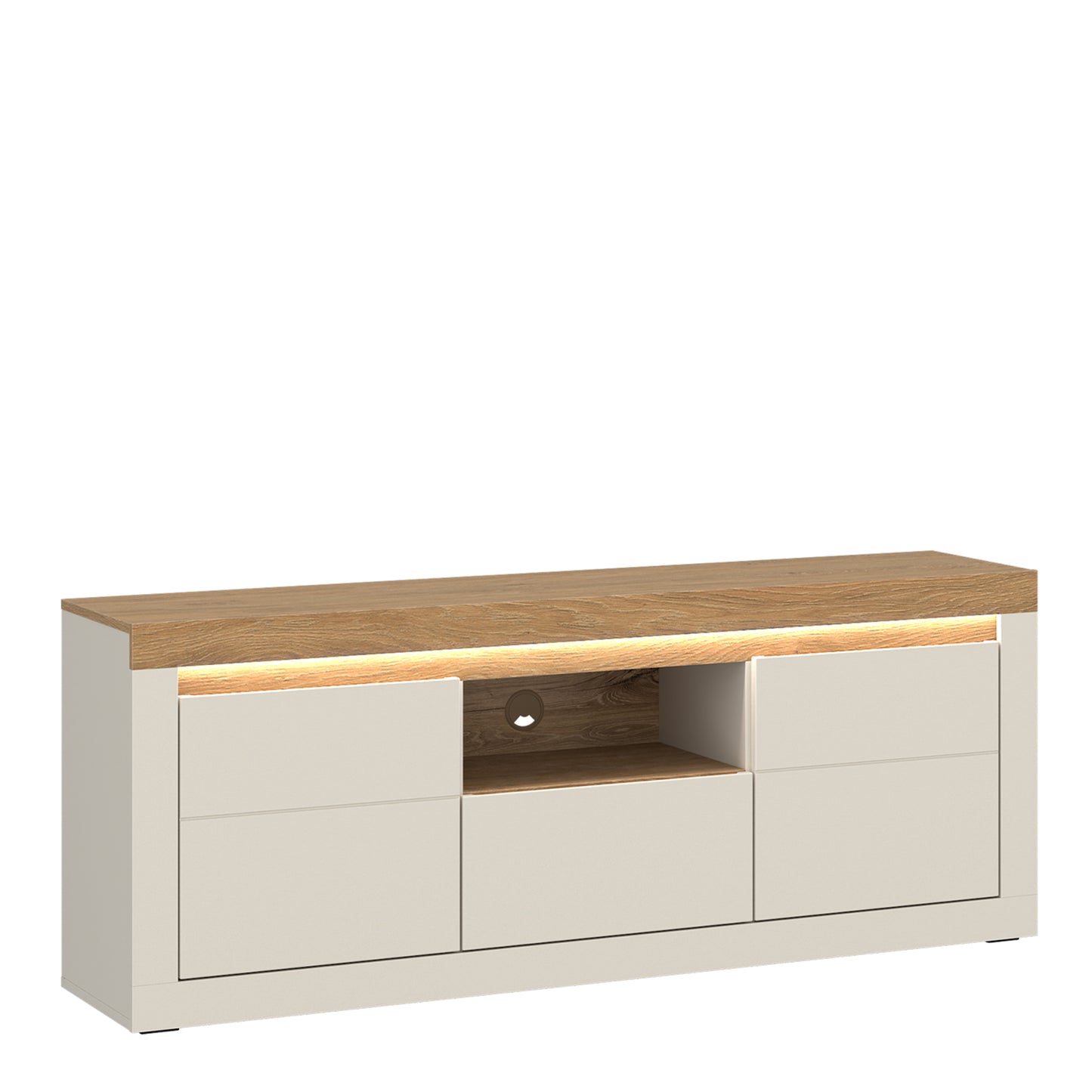Naxxar TV Cabinet with 2 Doors and 1 Drawer in Cashmere and Stone Oak