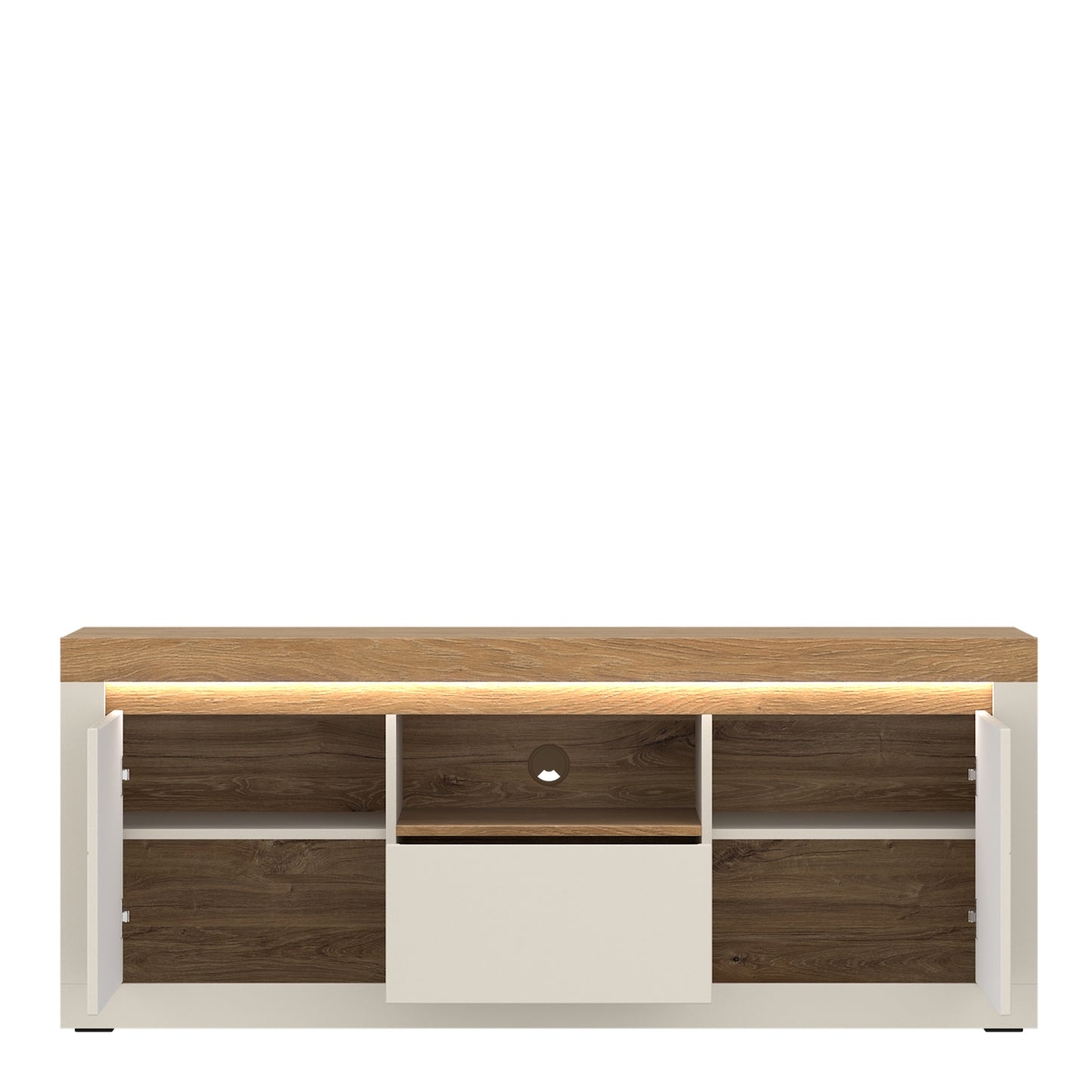 Naxxar TV Cabinet with 2 Doors and 1 Drawer in Cashmere and Stone Oak