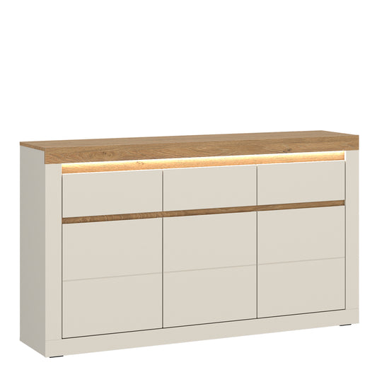 Naxxar Sideboard with 3 Doors and 3 Drawers in Cashmere and Stone Oak