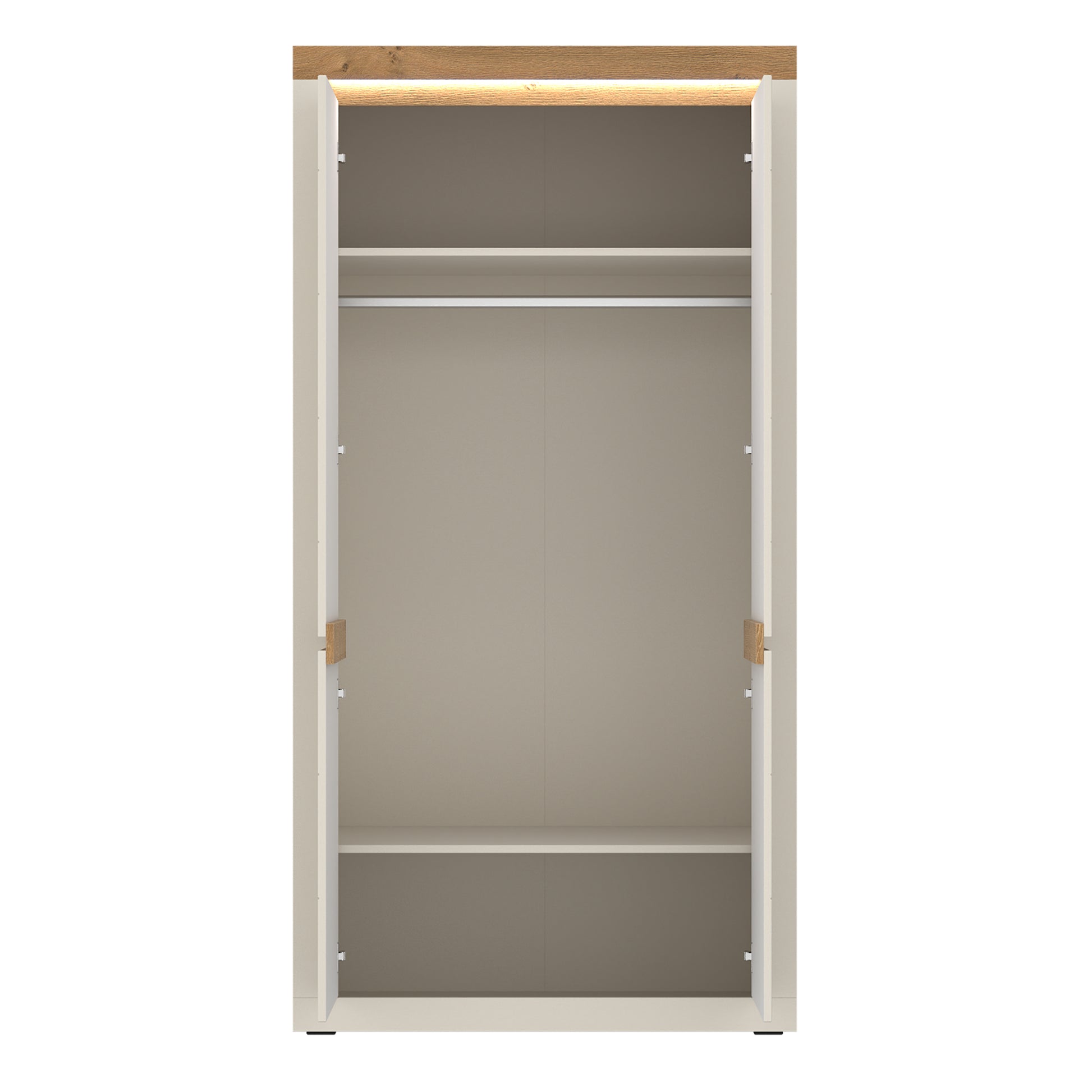 Naxxar Wardrobe with 2 Doors in Cashmere and Stone Oak