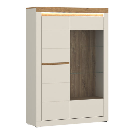 Naxxar Display Cabinet with 2 Doors (LH) in Cashmere and Stone Oak