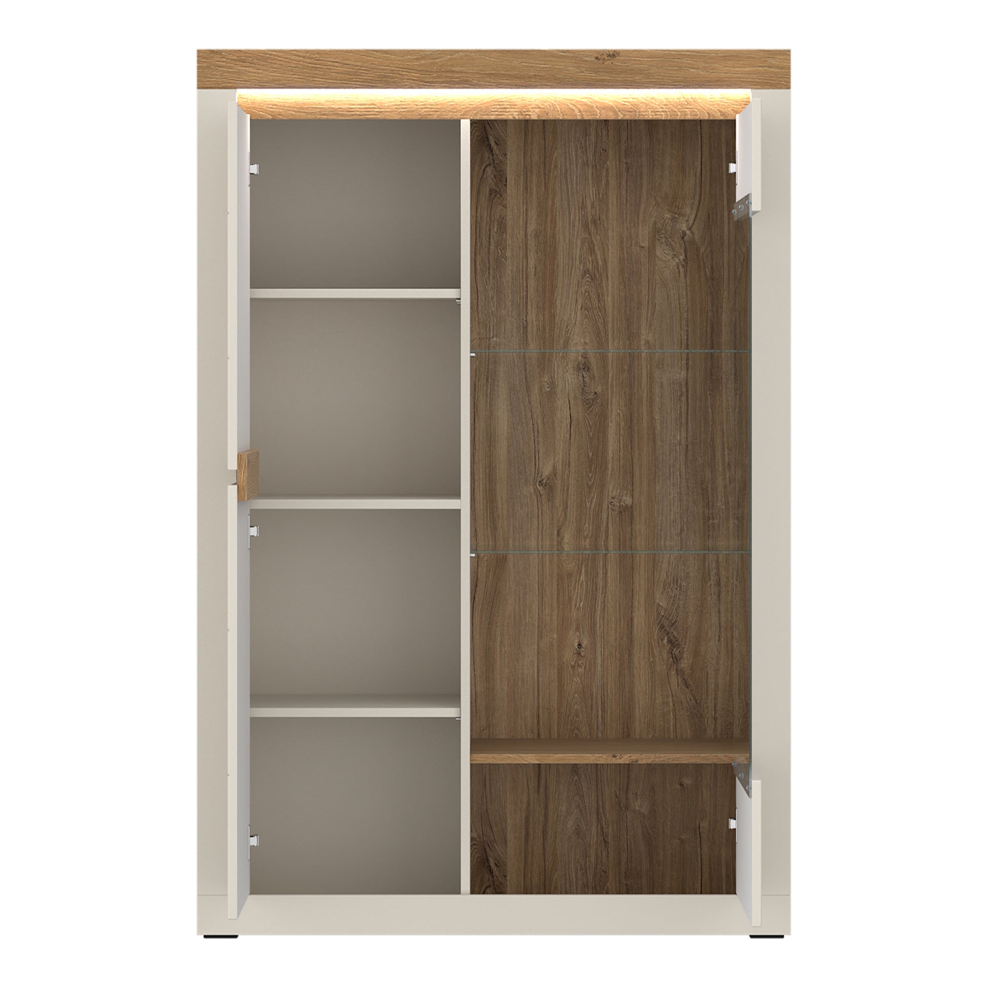 Naxxar Display Cabinet with 2 Doors (LH) in Cashmere and Stone Oak