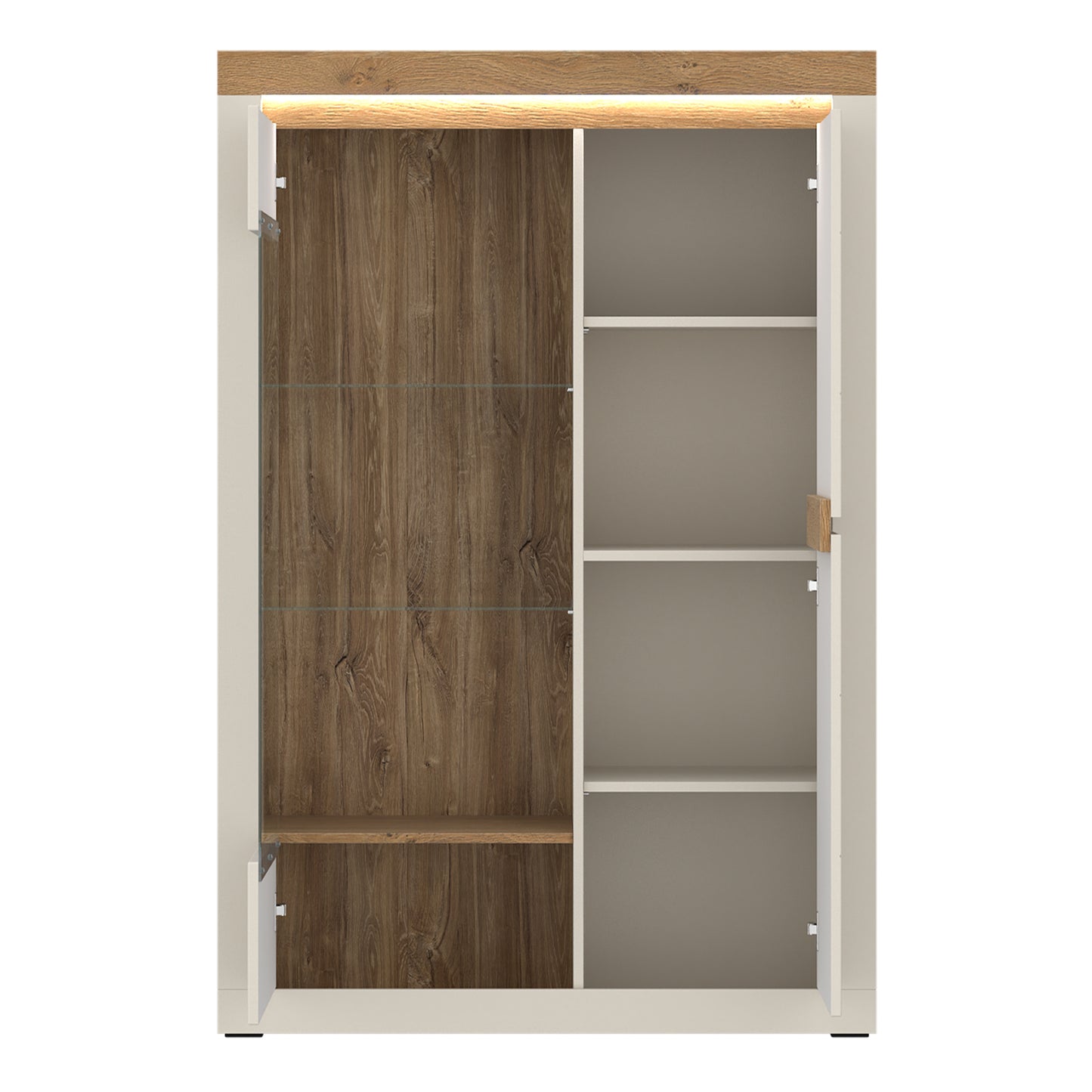 Naxxar Display Cabinet with 2 Doors (RH) in Cashmere and Stone Oak