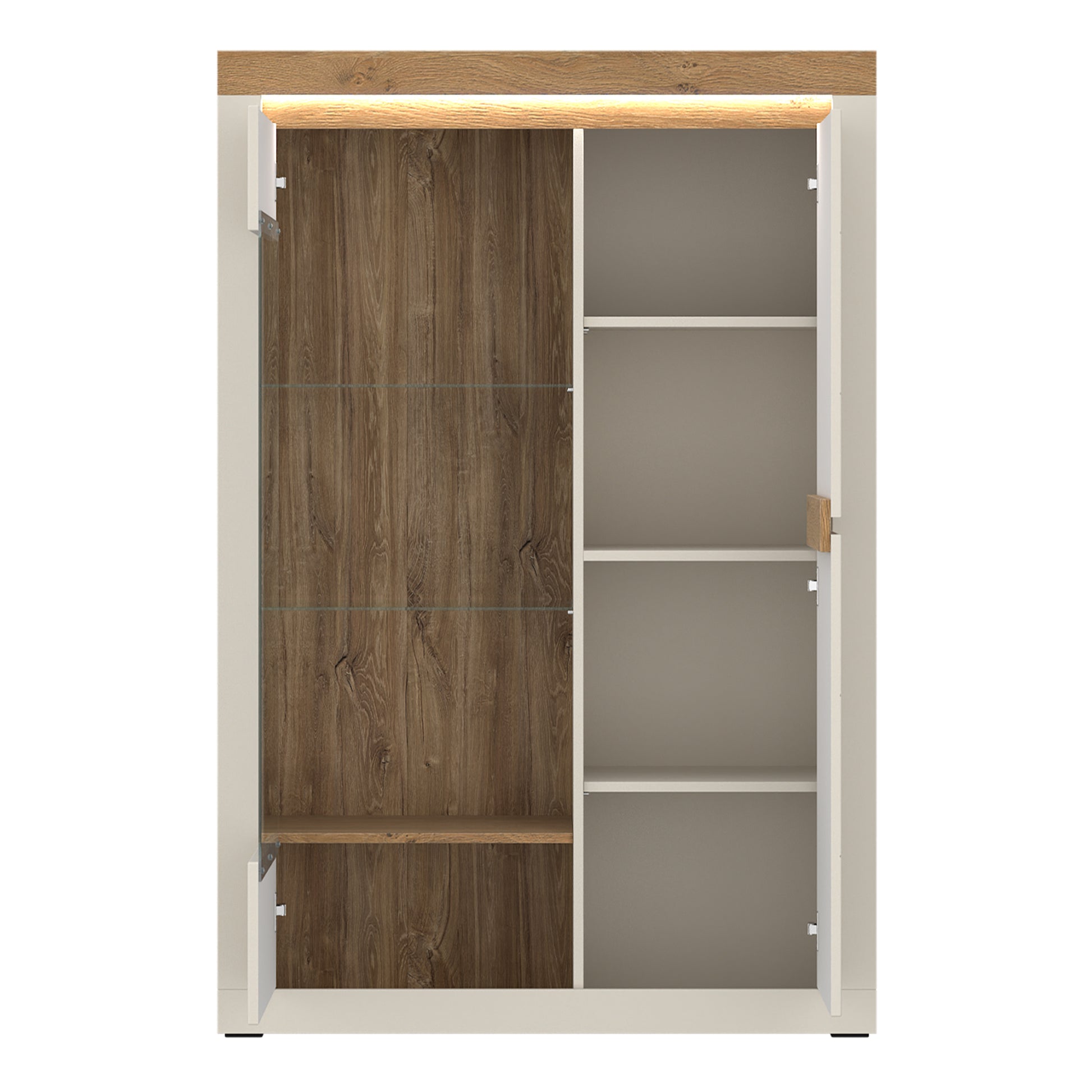 Naxxar Display Cabinet with 2 Doors (RH) in Cashmere and Stone Oak