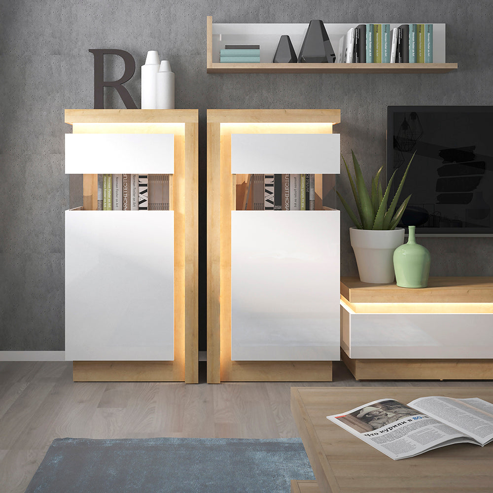 Lyon Designer Coffee Table in Riviera Oak/White High Gloss