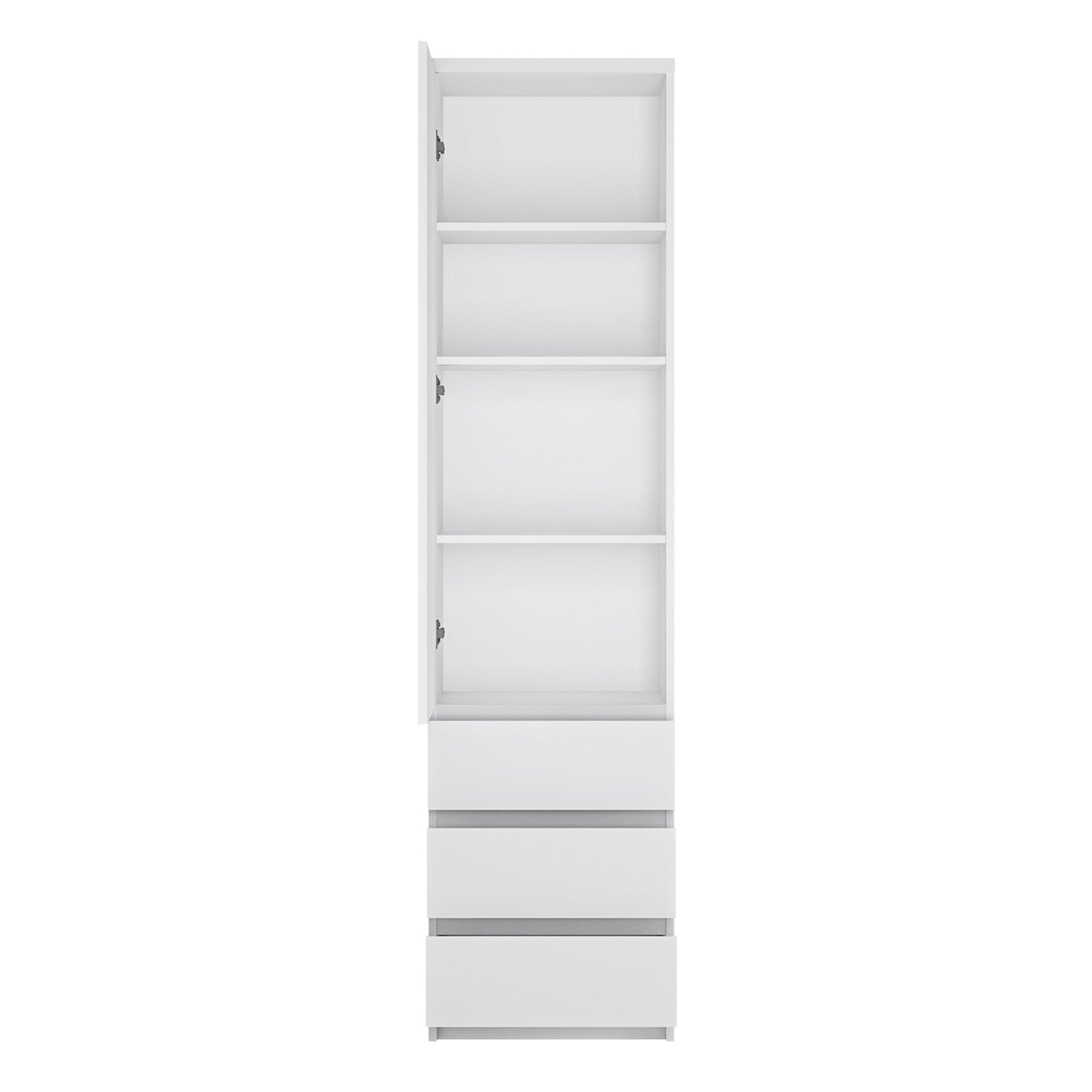 Fribo Tall Narrow 1 Door 3 Drawer Cupboard in White