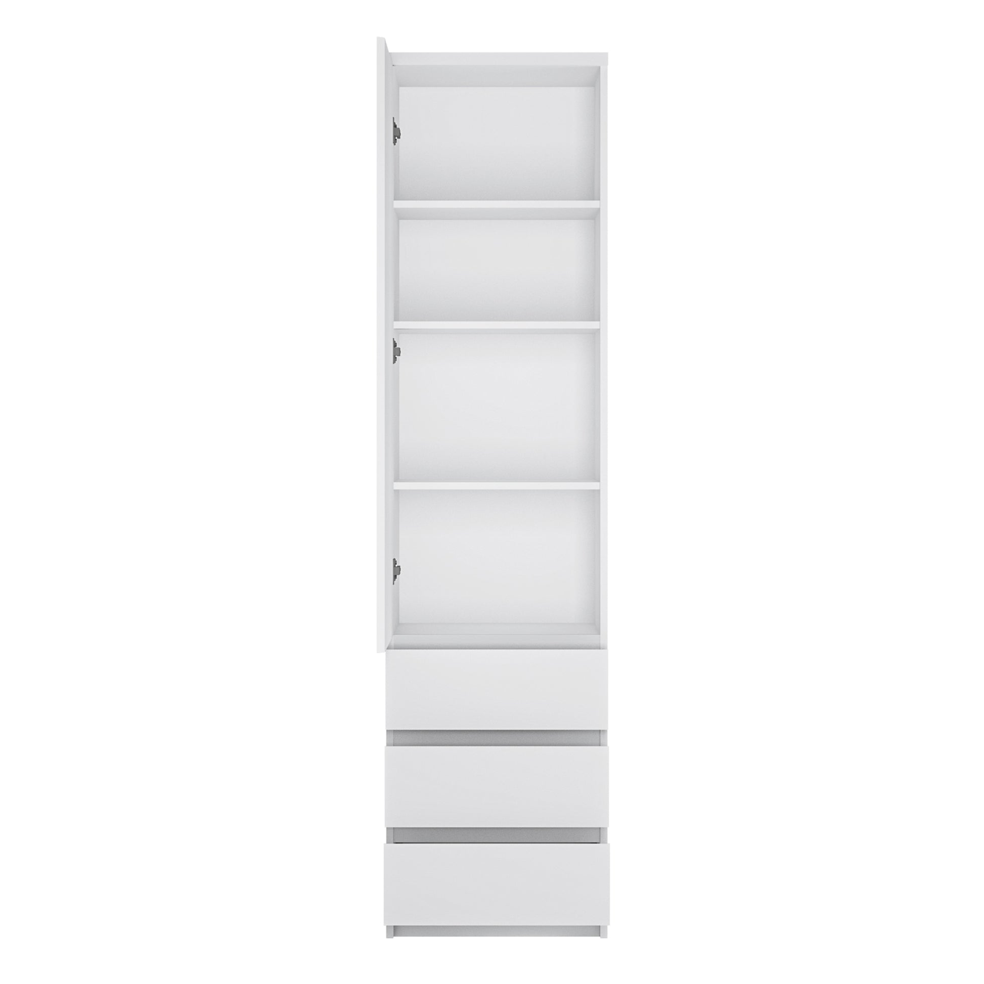 Fribo Tall Narrow 1 Door 3 Drawer Cupboard in White