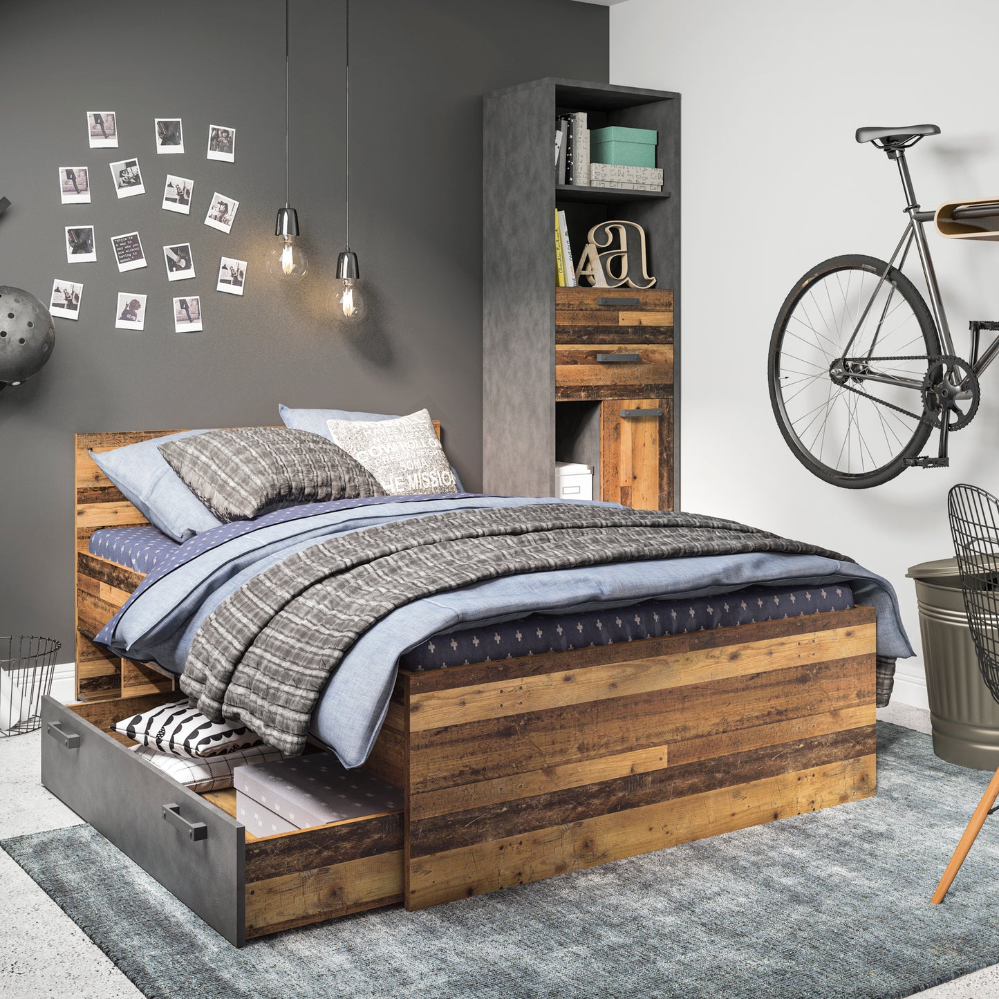Brooklyn Single Bed 120cm in Walnut