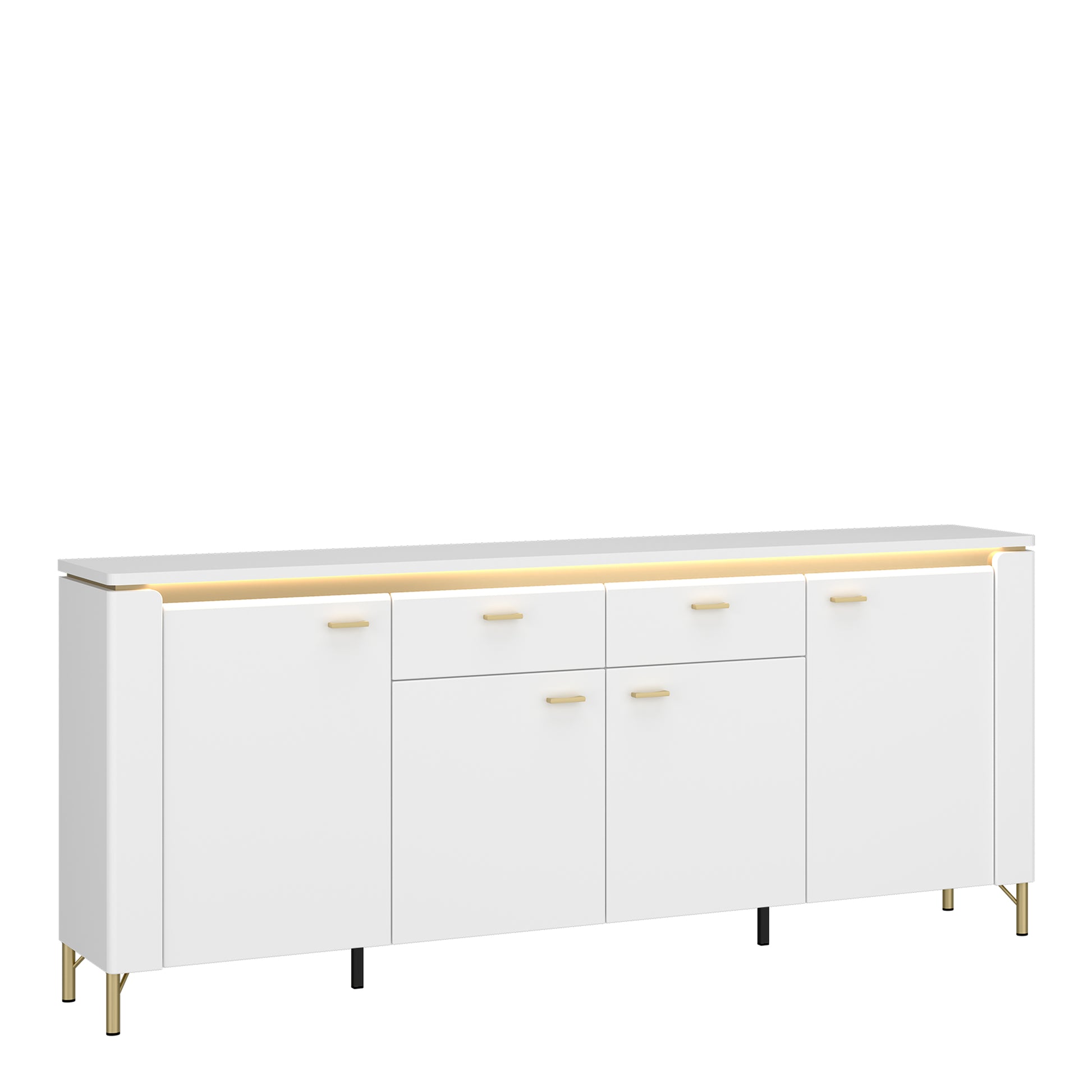 Lazio Sideboard 4 Door 2 Drawer in Alpine White/White Gloss