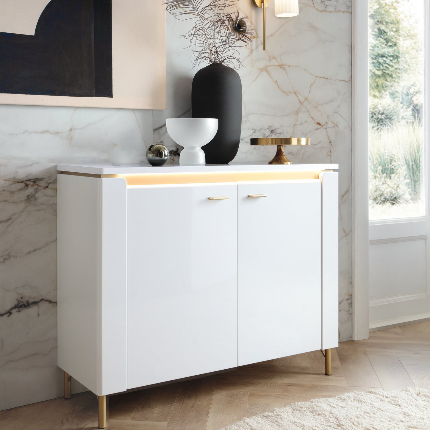 Lazio Sideboard 2 Door in Alpine White/White Gloss