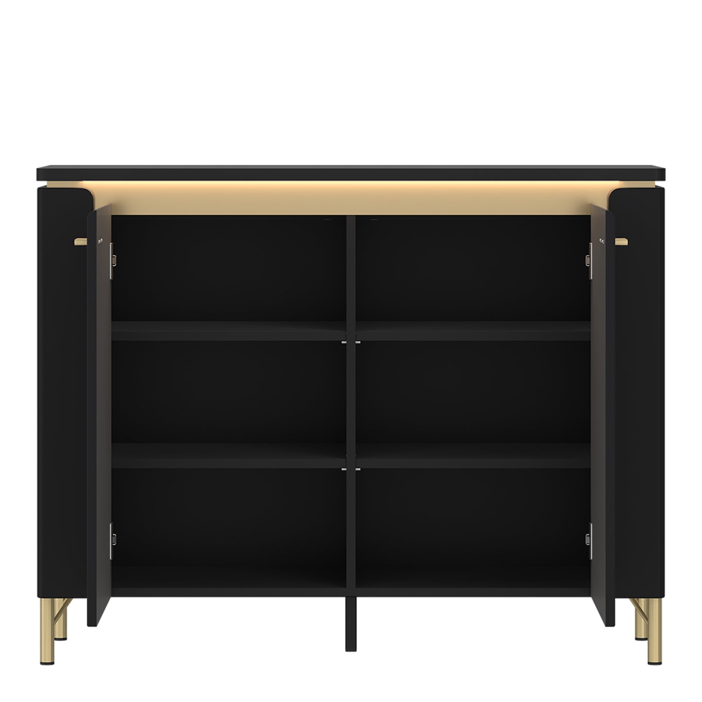 Genoa Sideboard 2 Door in Black Matt/Gold