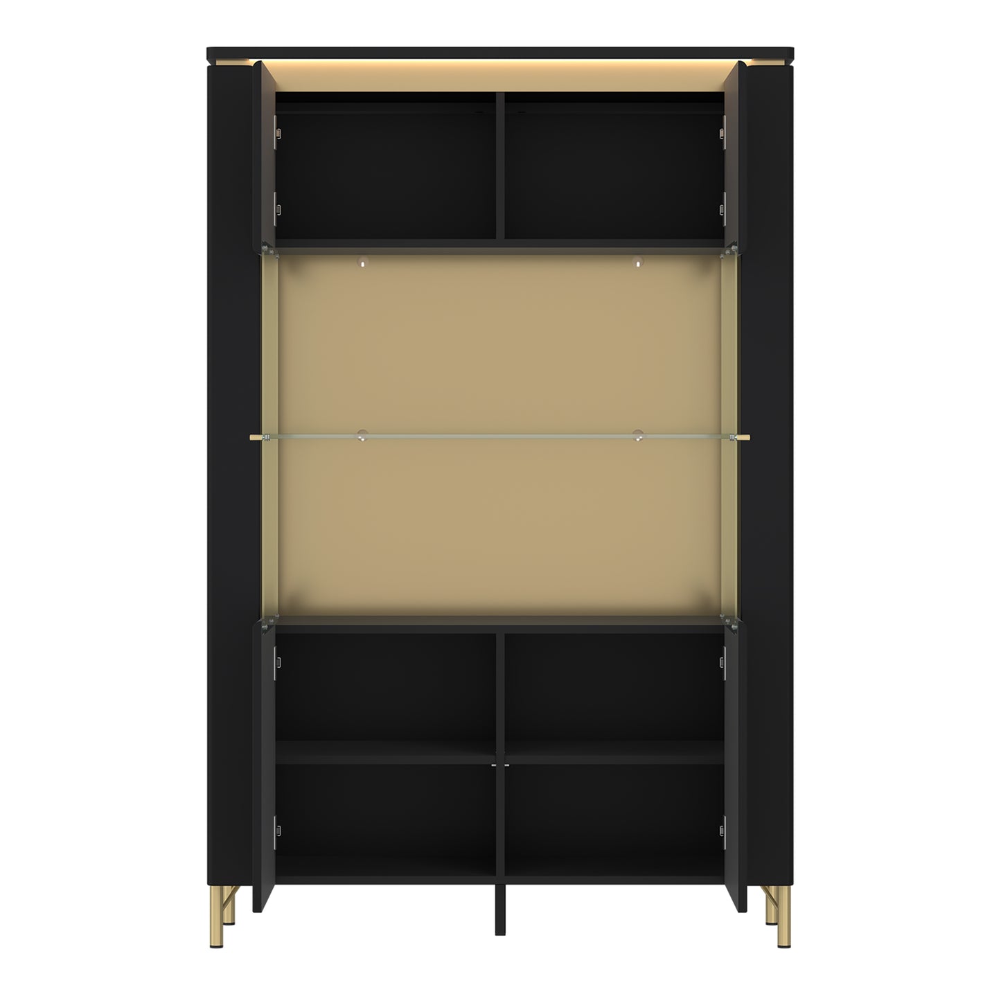 Genoa Vitrin 2 Door in Black Matt/Gold