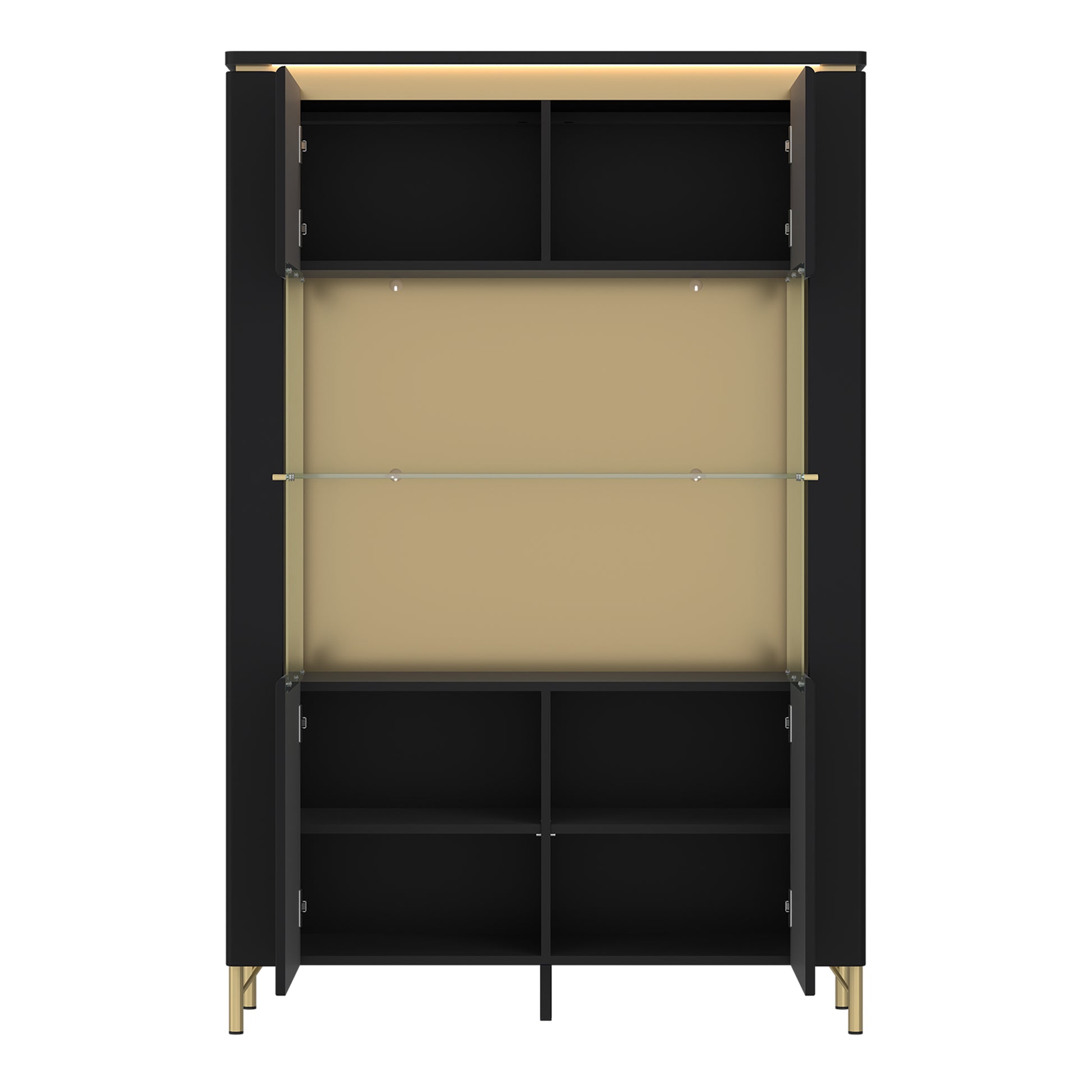 Genoa Vitrin 2 Door in Black Matt/Gold