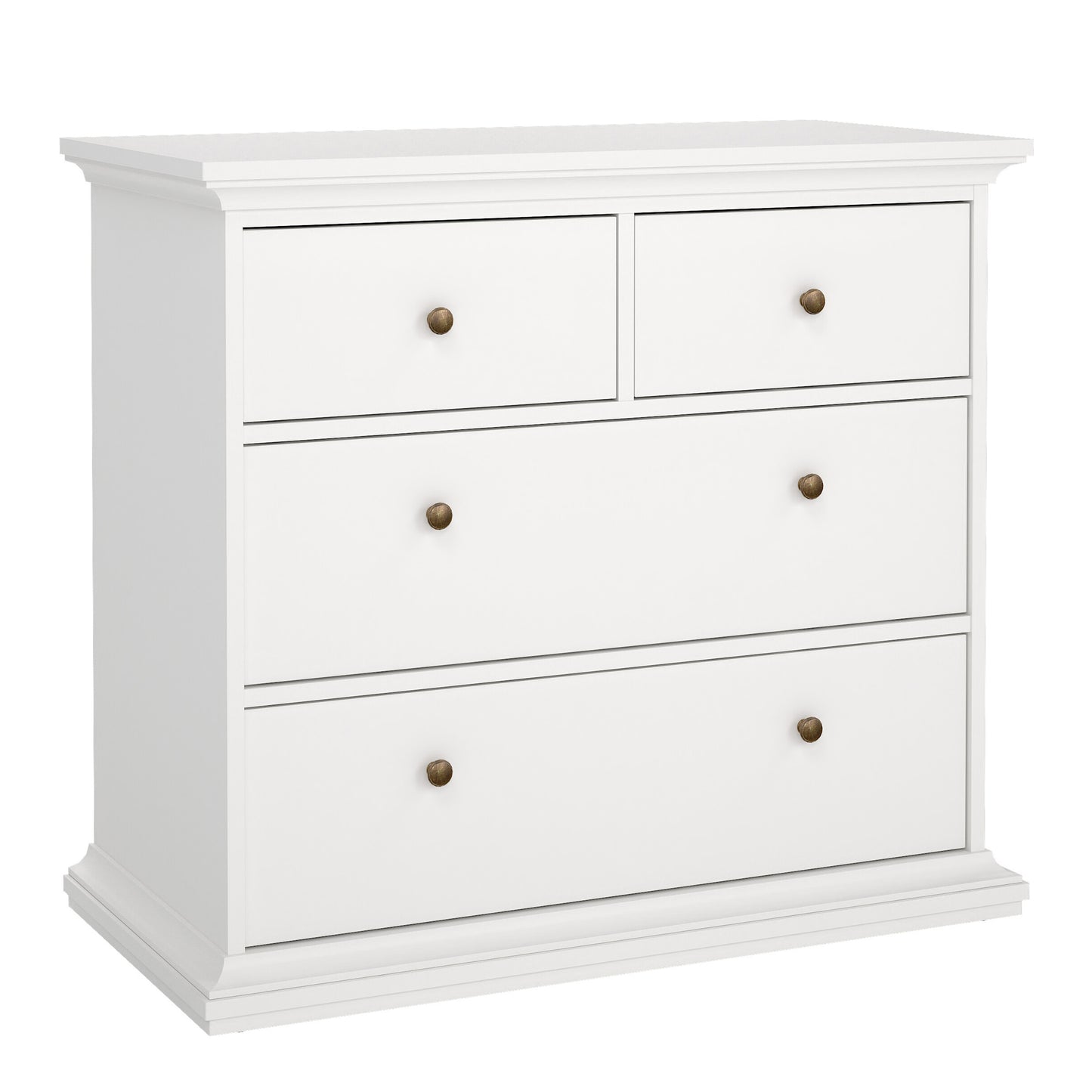 Paris Package - Bedside 2 Drawers + Chest of 4 Drawers + Wardrobe with 2 Doors White