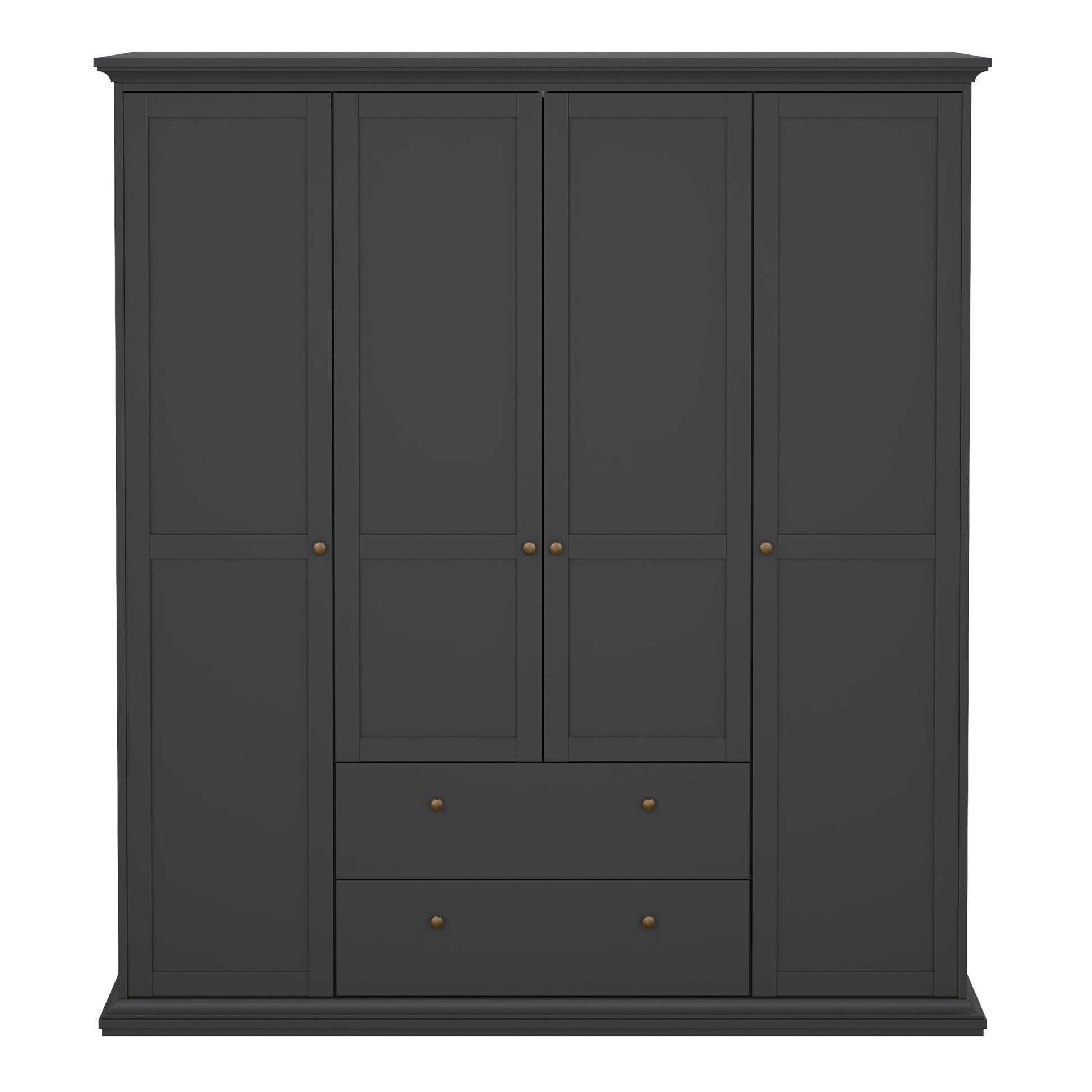 Paris Wardrobe with 4 Doors and 2 Drawers in Matt Grey