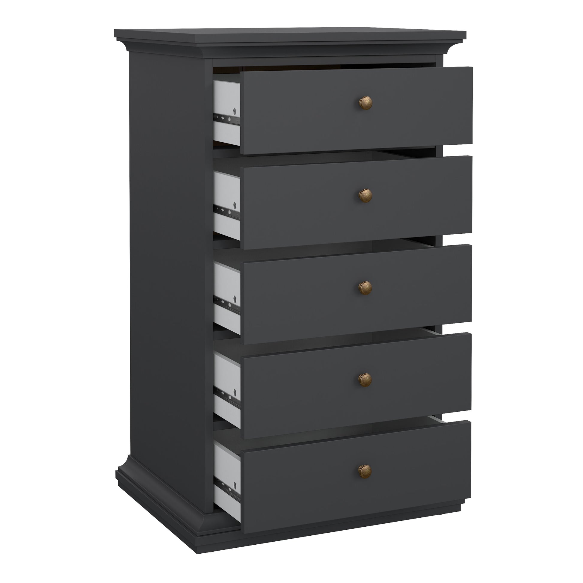 Paris Chest 5 Drawers in Matt Grey