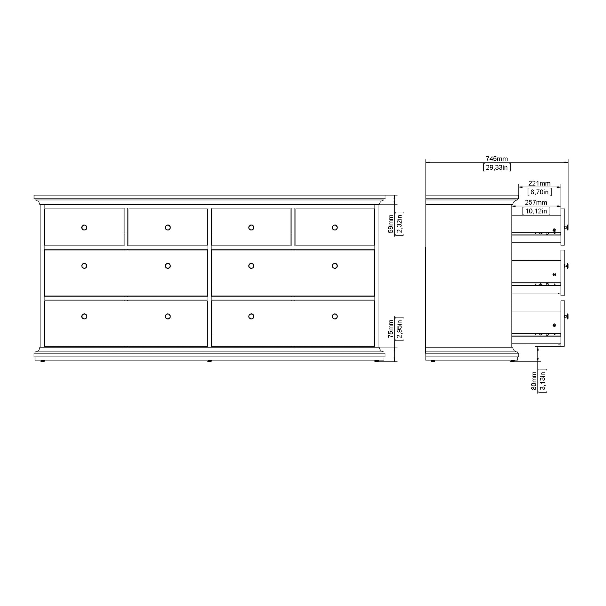 Paris Nightstand 1 Door + 1 Drawer in White