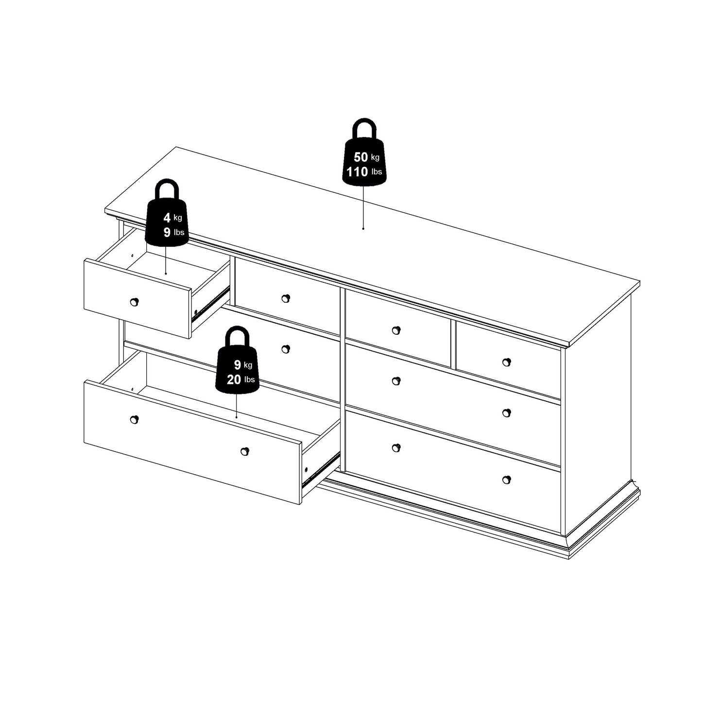 Paris Nightstand 1 Door + 1 Drawer in White