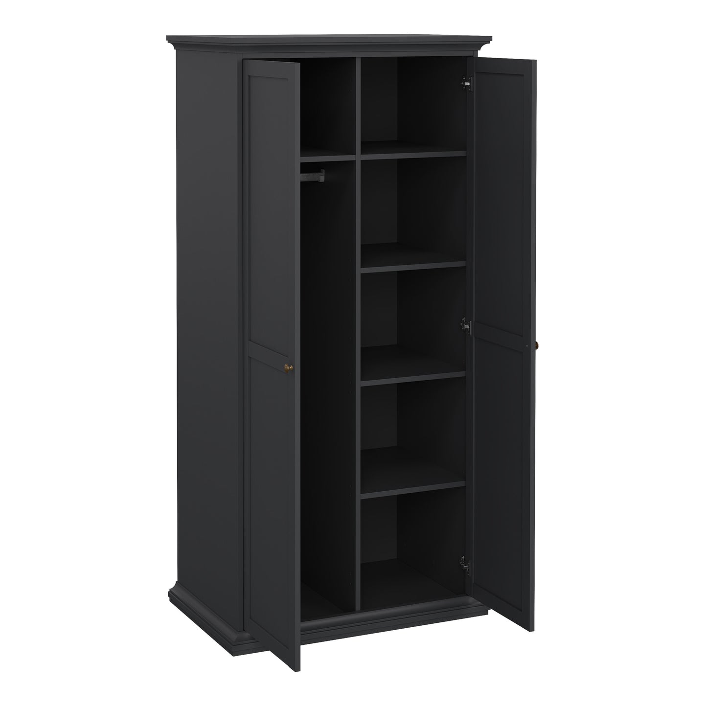 Paris Package - Bedside 2 Drawers + Chest of 4 Drawers + Wardrobe with 2 Doors Matt Grey
