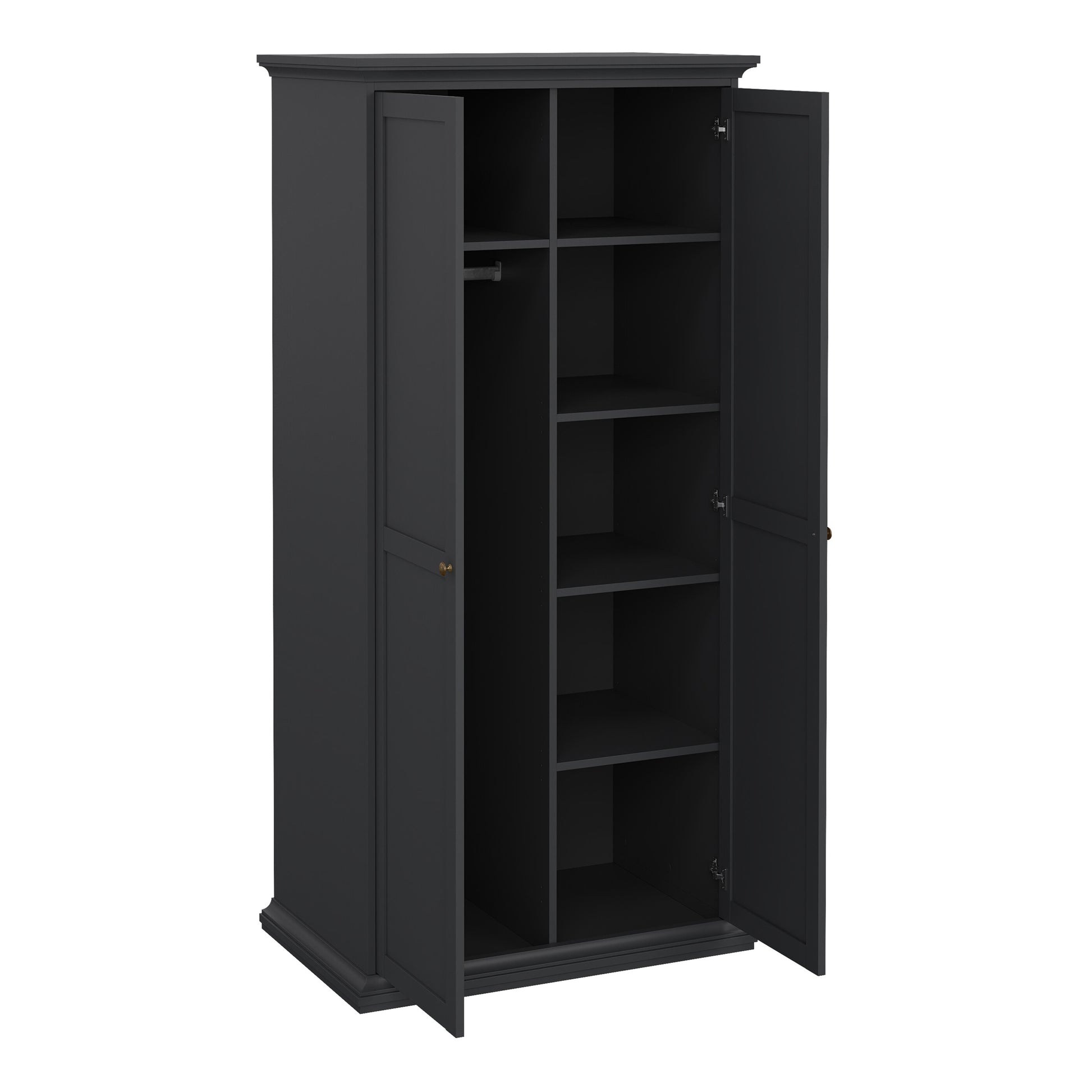 Paris Package - Bedside 2 Drawers + Chest of 4 Drawers + Wardrobe with 2 Doors Matt Grey