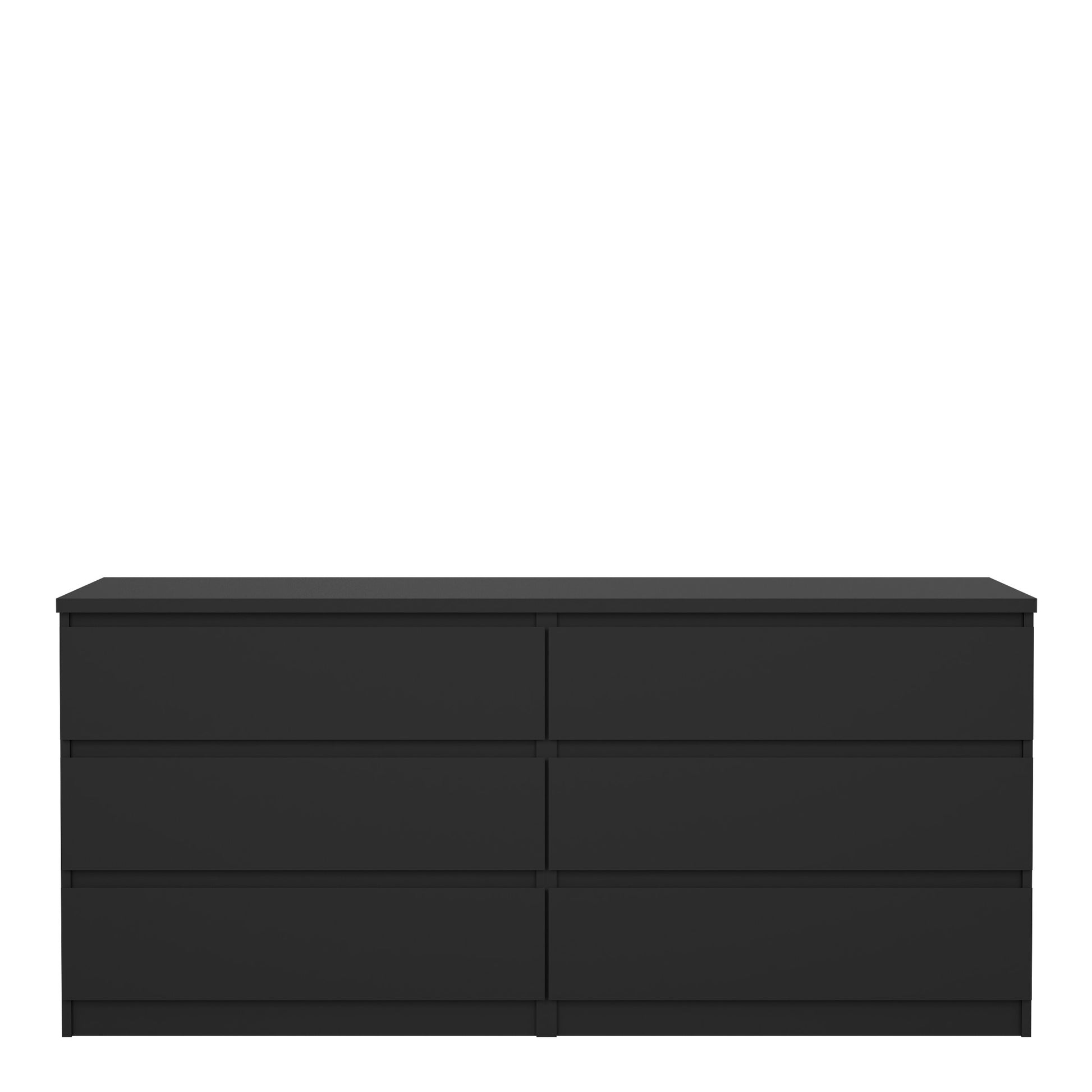 Naia Wide Chest of 6 Drawers (3+3) in Black Matt