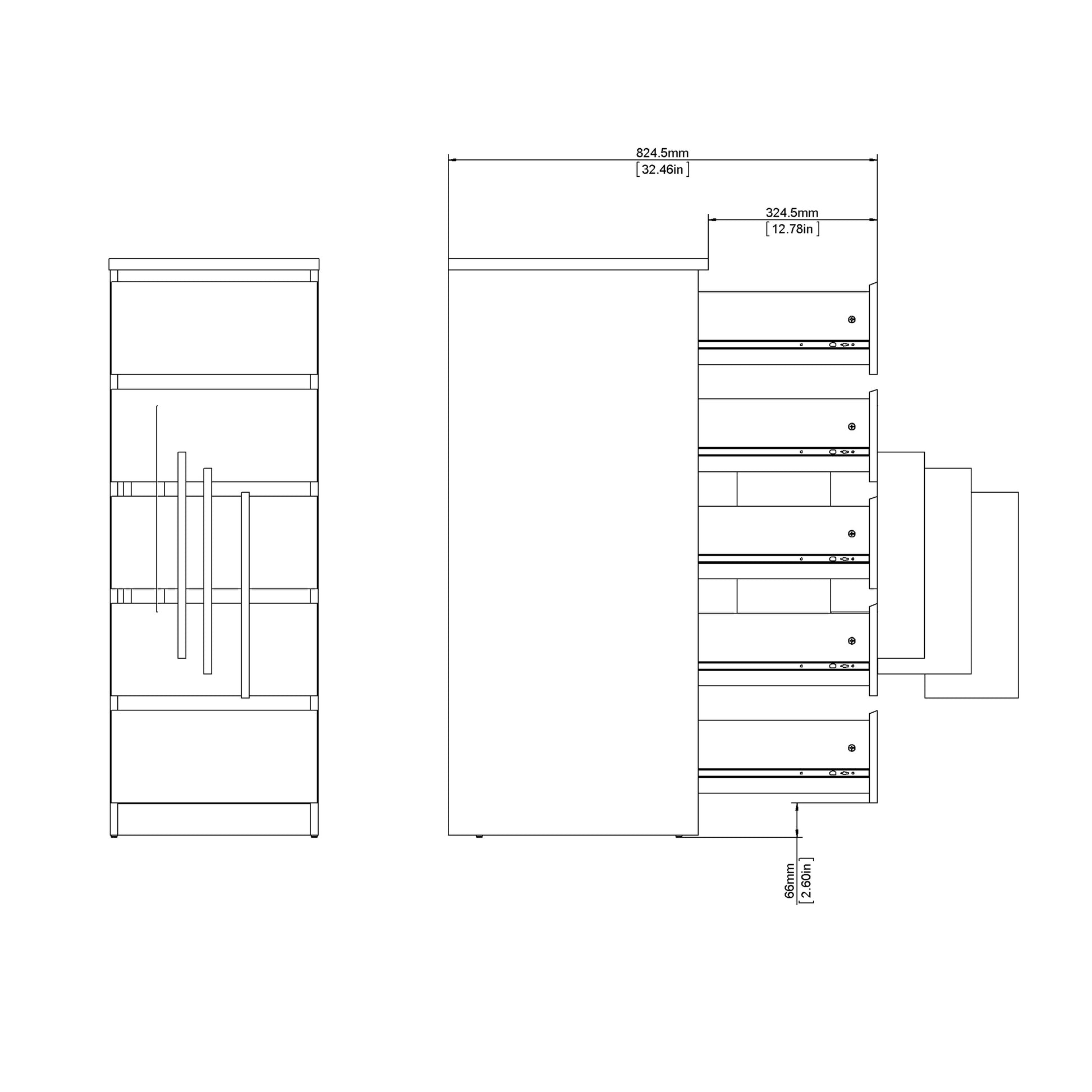 Naia Narrow Chest of 5 Drawers in Black Matt