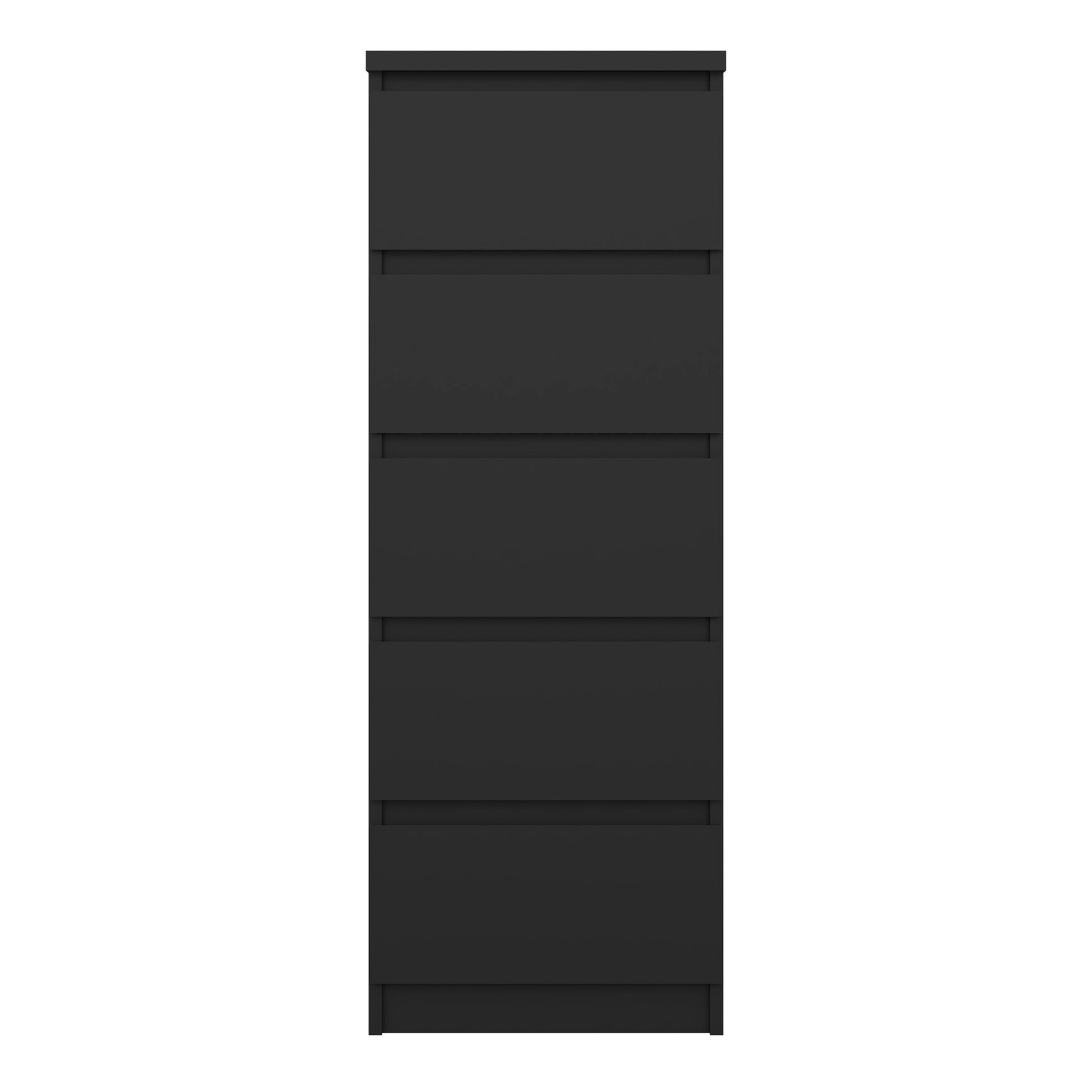 Naia Narrow Chest of 5 Drawers in Black Matt