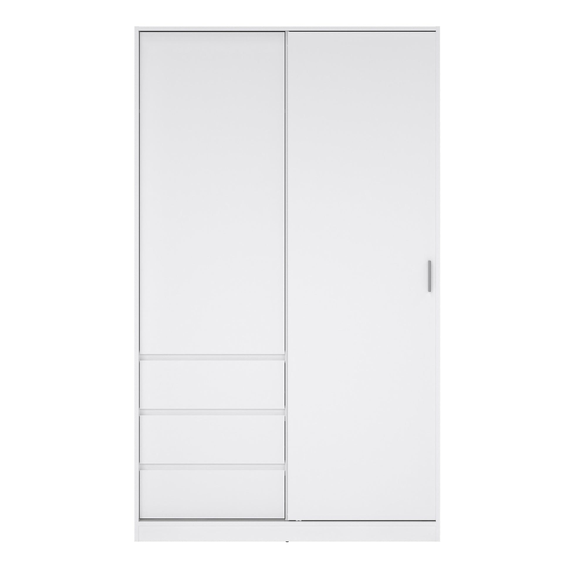 Naia Wardrobe with 1 Sliding Door 1 Door 3 Drawers in White High Gloss