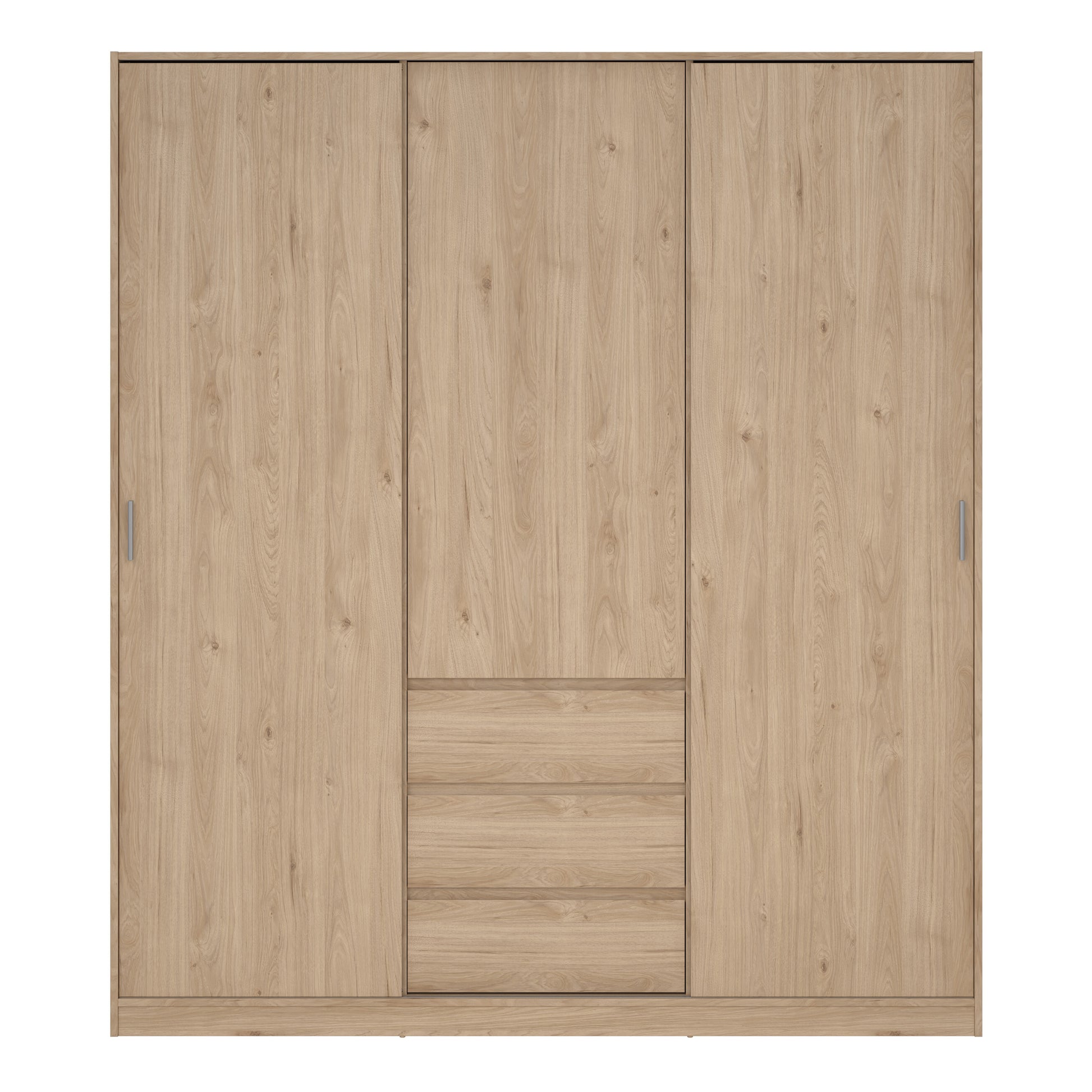 Naia Wardrobe with 2 Sliding Doors 1 Door 3 Drawers in Jackson Hickory Oak