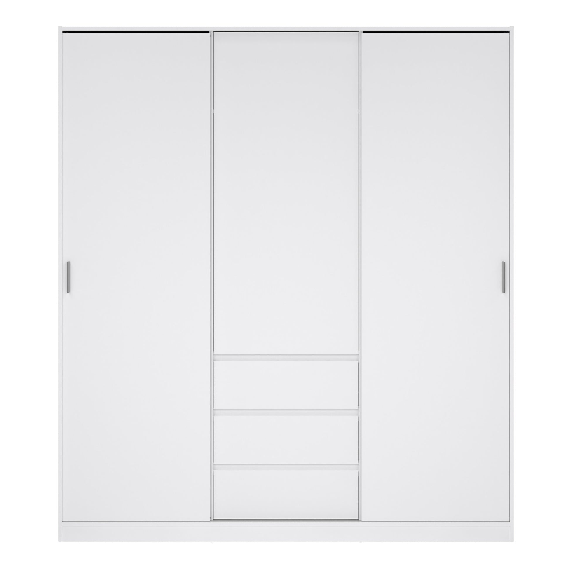 Naia Wardrobe with 2 Sliding Doors 1 Door 3 Drawers in White High Gloss