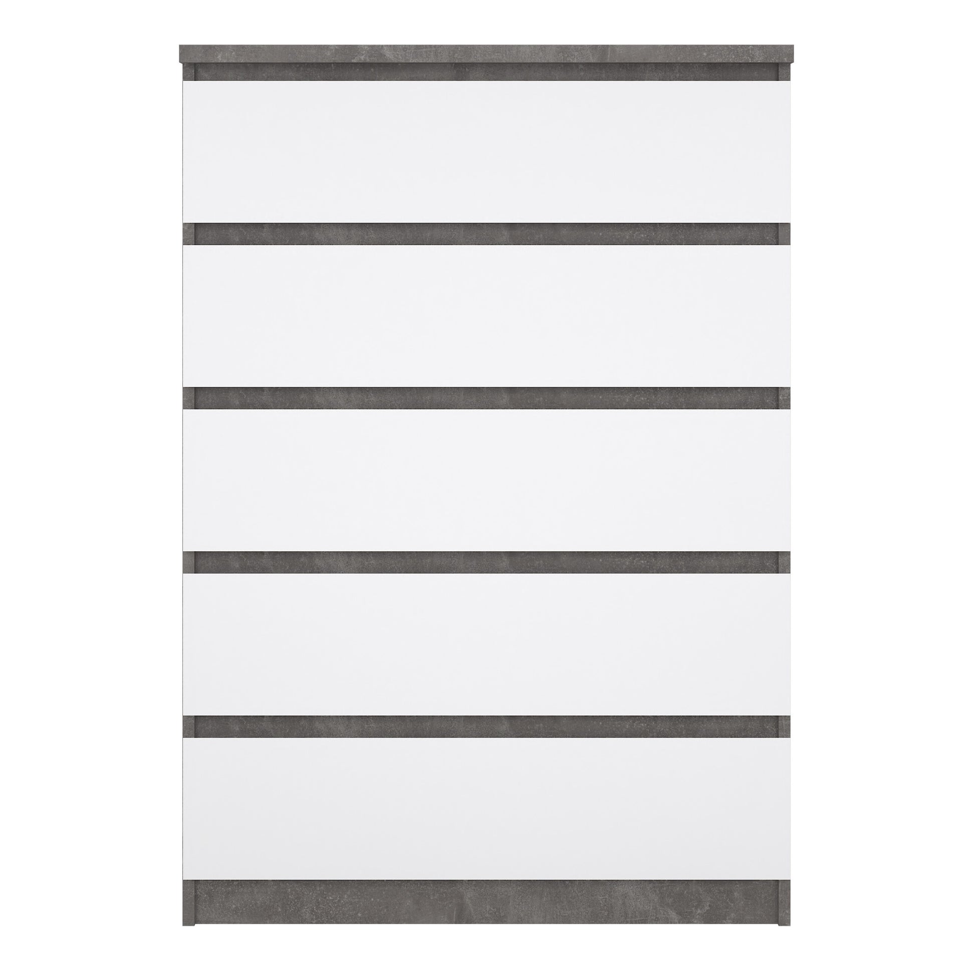 Naia Chest of 5 Drawers in Concrete and White High Gloss