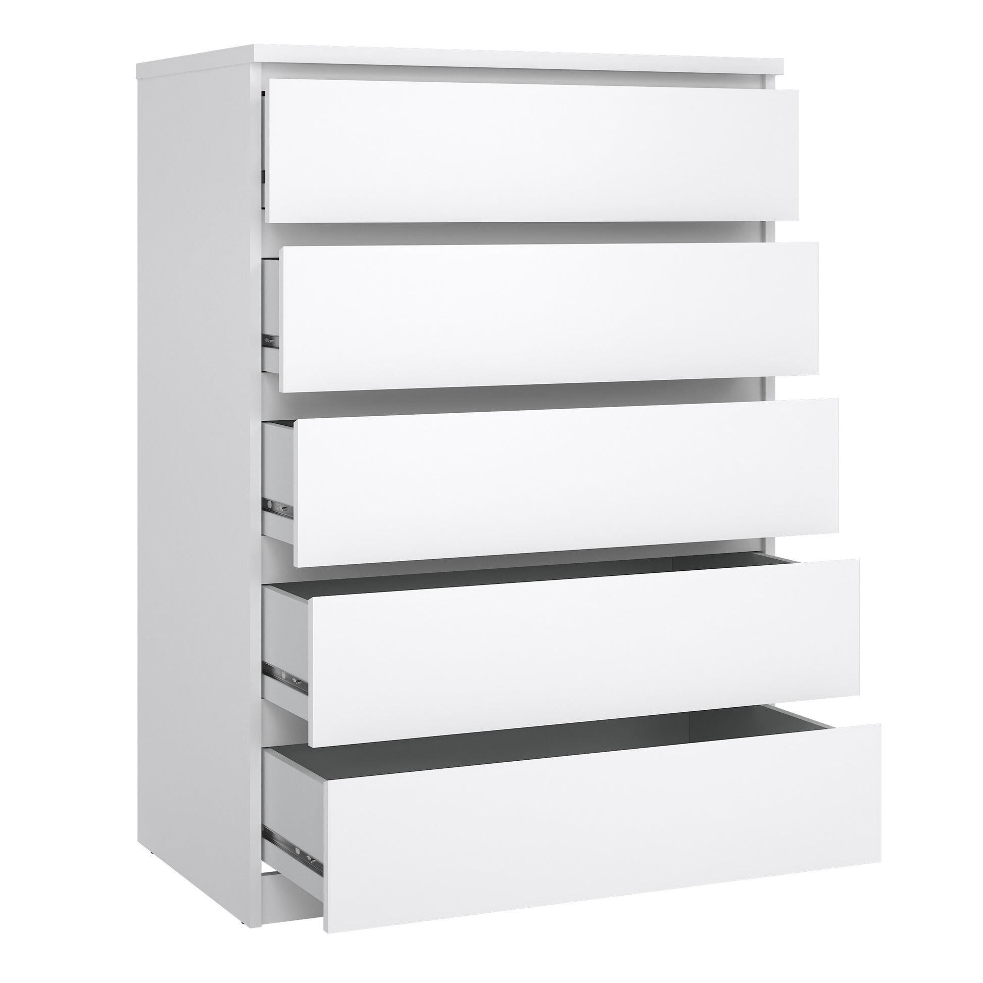 Naia Chest of 5 Drawers in White High Gloss